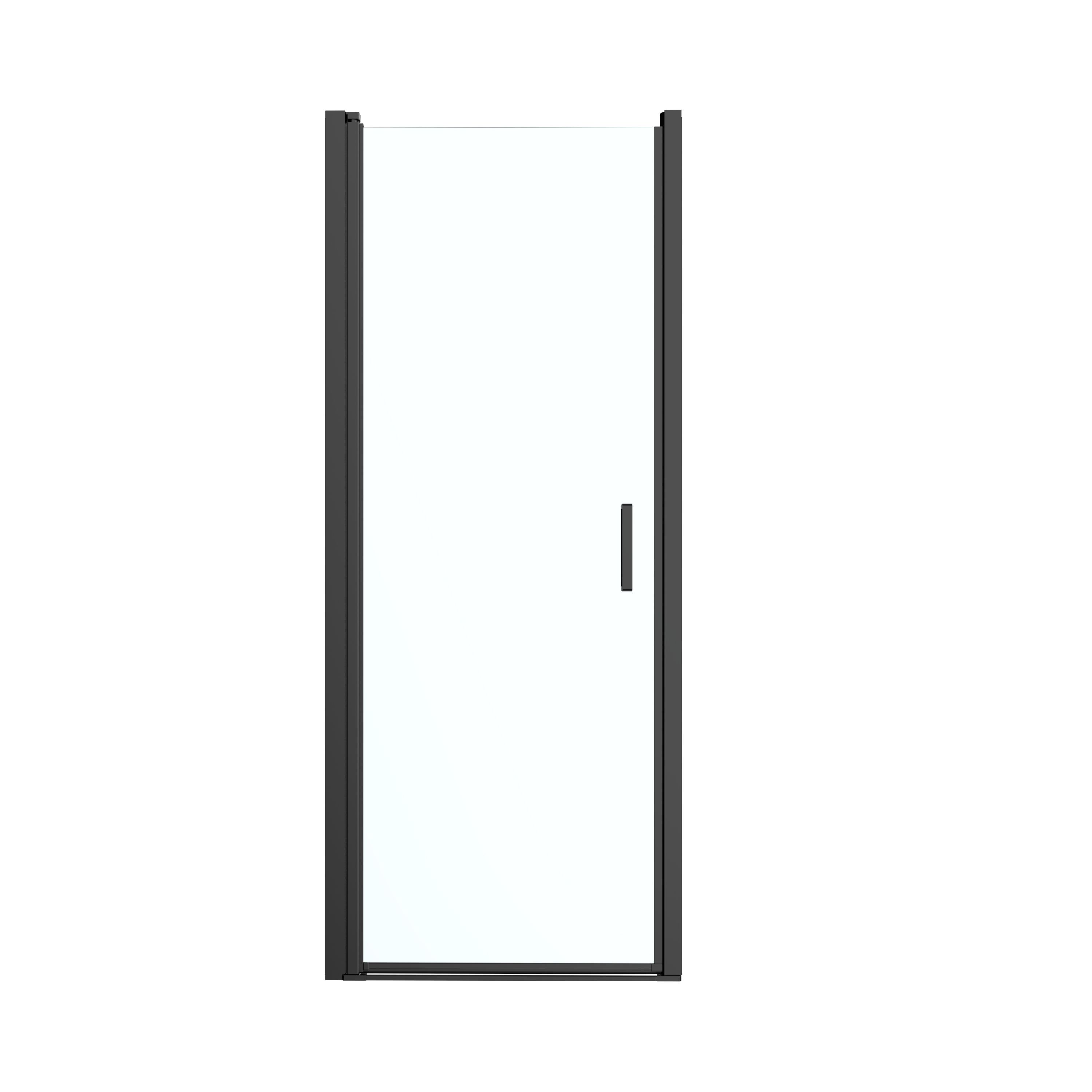 GoodHome Ledava Minimal frame Black Clear glass Pivot Shower Door (H)195cm (W)80cm