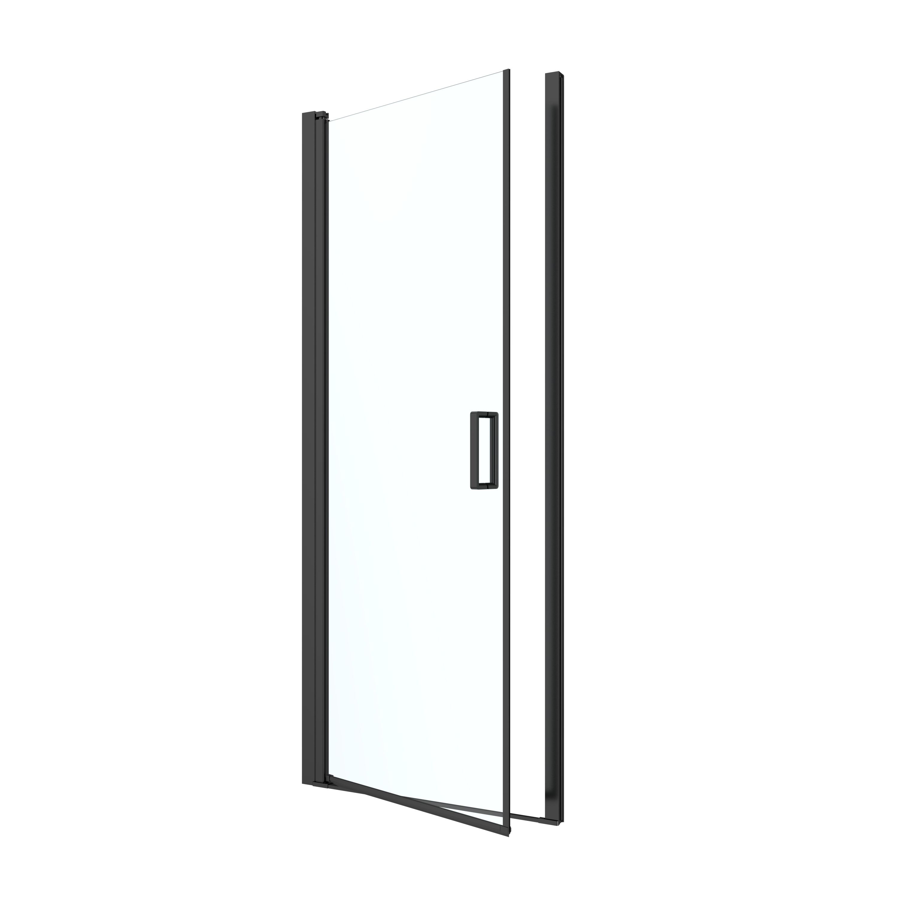 GoodHome Ledava Minimal frame Black Clear glass Pivot Shower Door (H)195cm (W)80cm