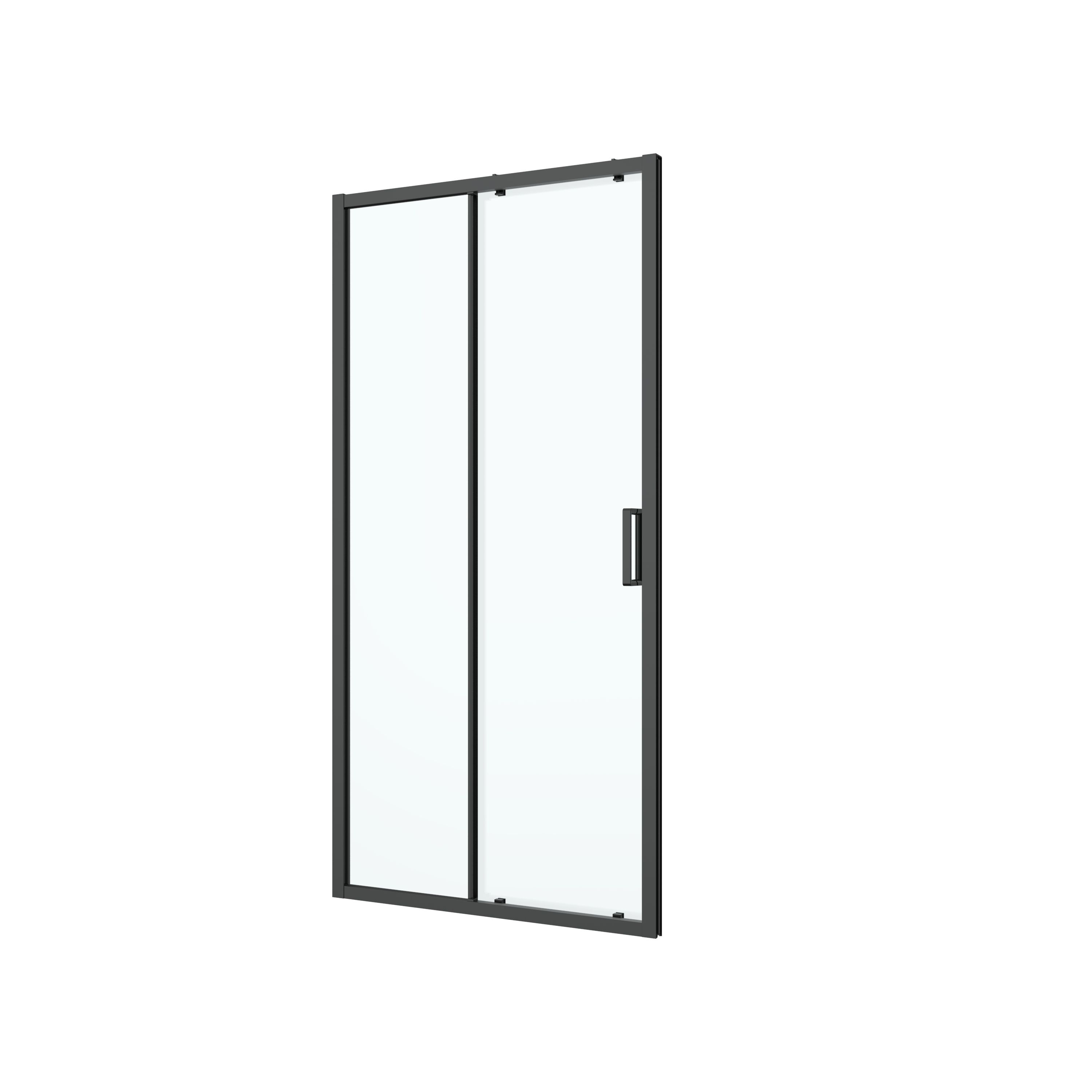 GoodHome Ledava Minimal frame Black Clear glass Sliding Shower Door (H)195cm (W)140cm