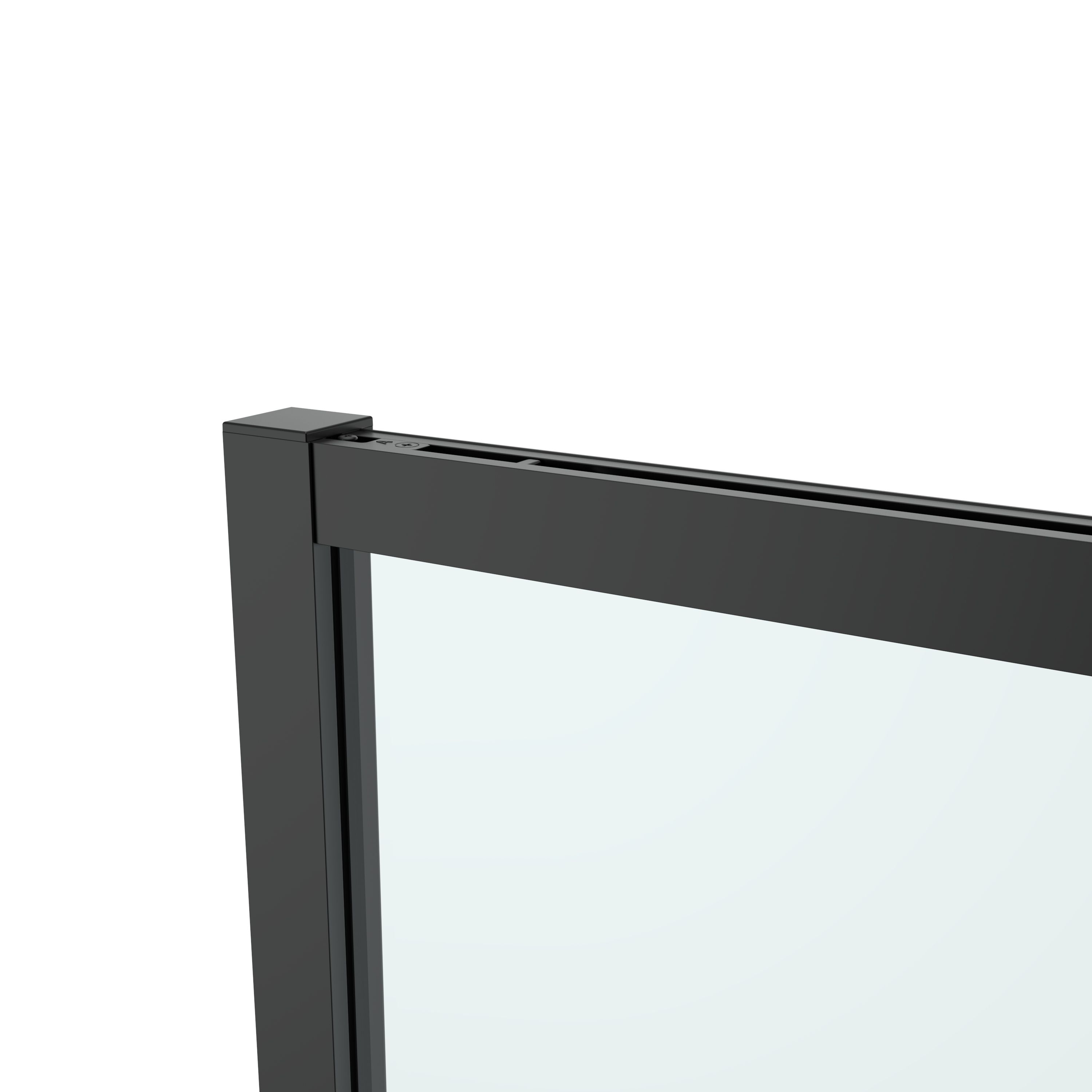 GoodHome Ledava Minimal frame Black Clear glass Sliding Shower Door (H)195cm (W)140cm