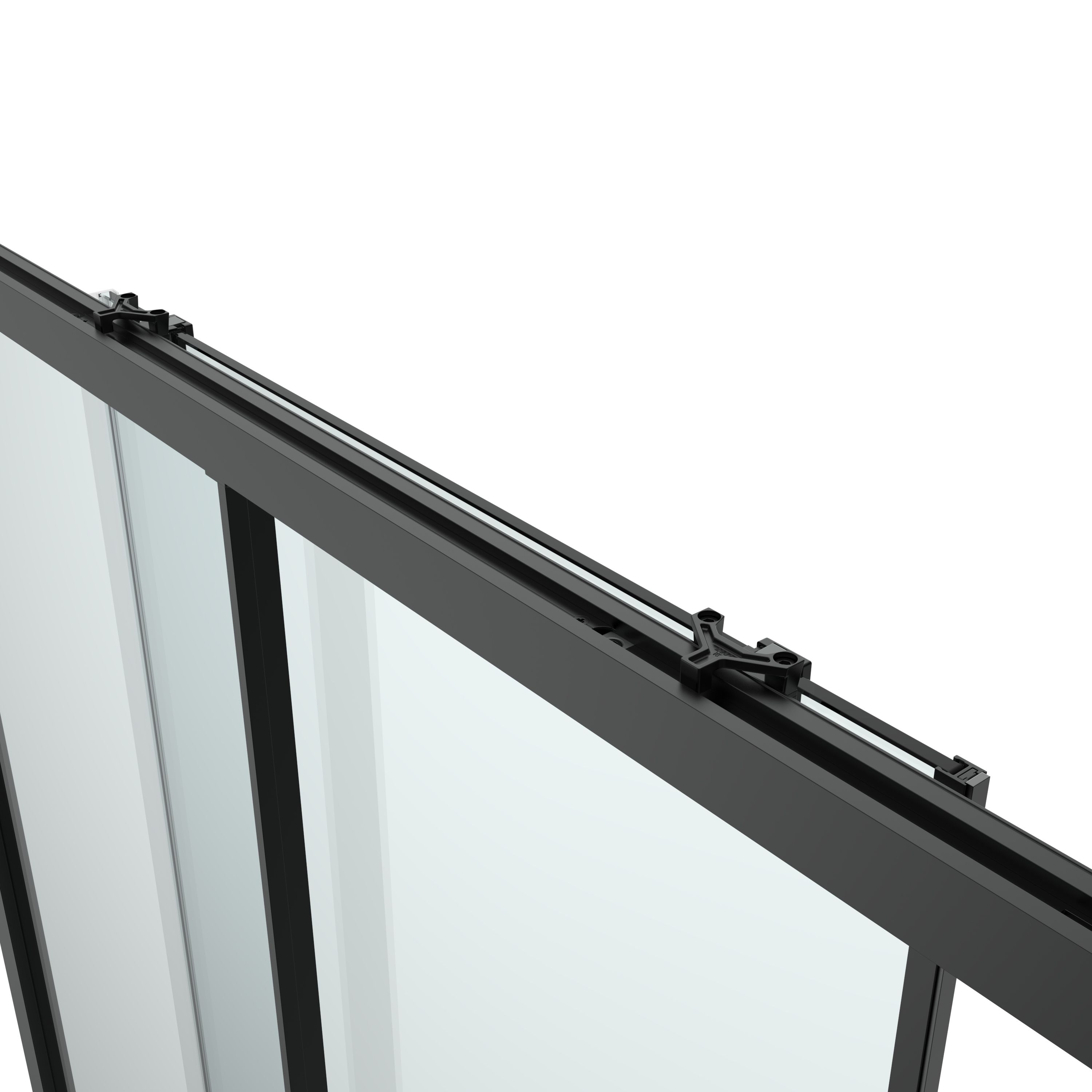 GoodHome Ledava Minimal frame Black Clear glass Sliding Shower Door (H)195cm (W)140cm