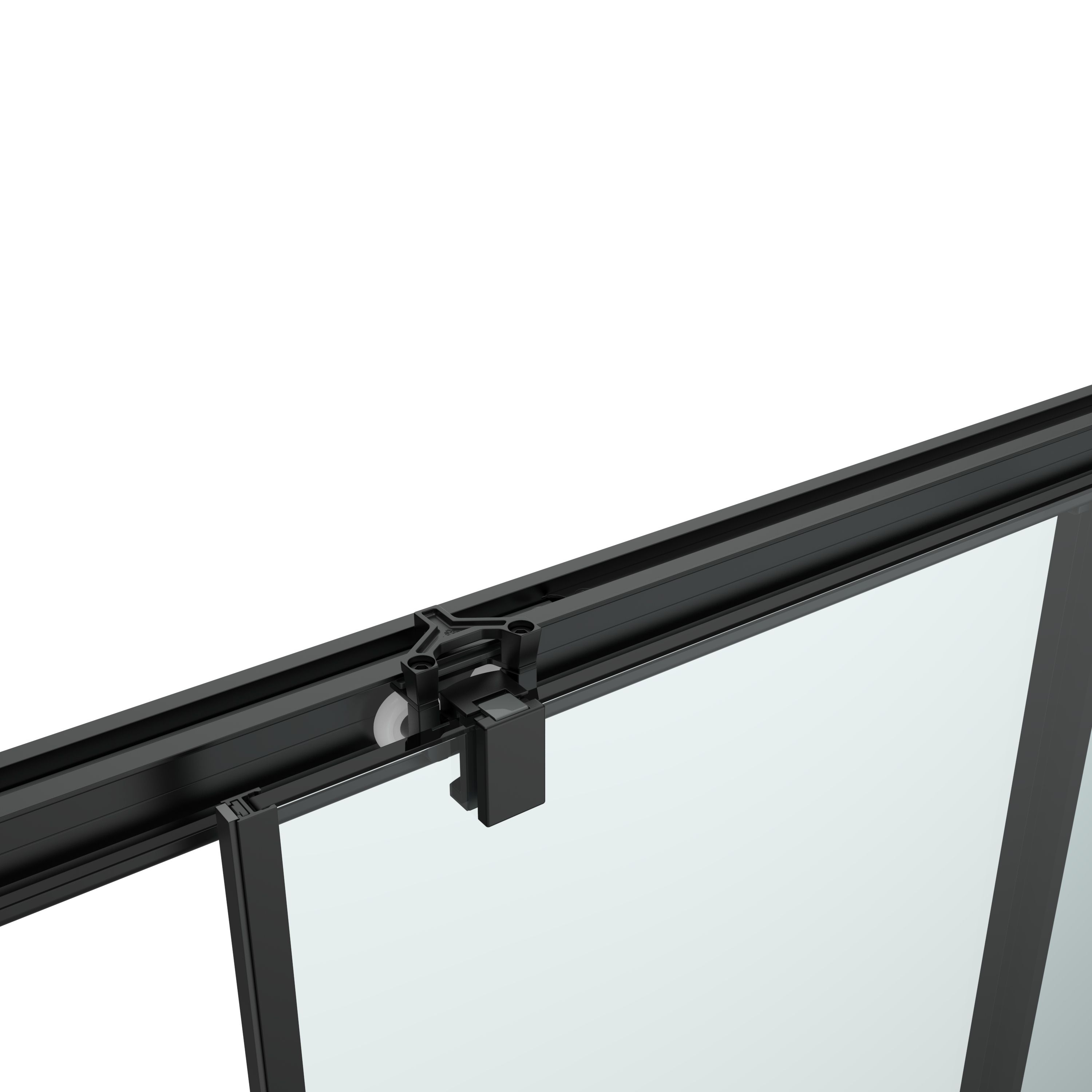 GoodHome Ledava Minimal frame Black Clear glass Sliding Shower Door (H)195cm (W)140cm