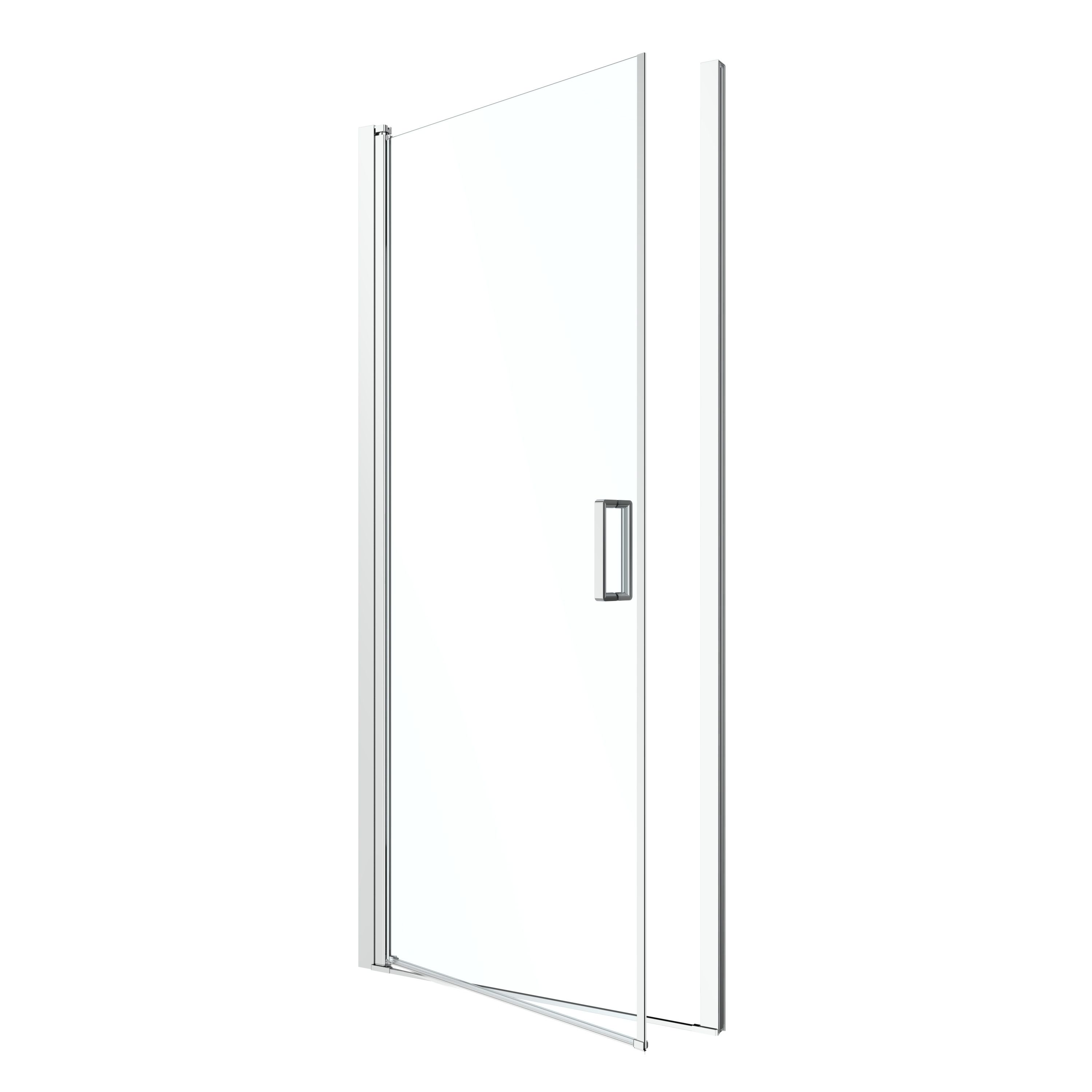 GoodHome Ledava Minimal frame Chrome effect Clear glass Pivot Shower Door (H)195cm (W)80cm
