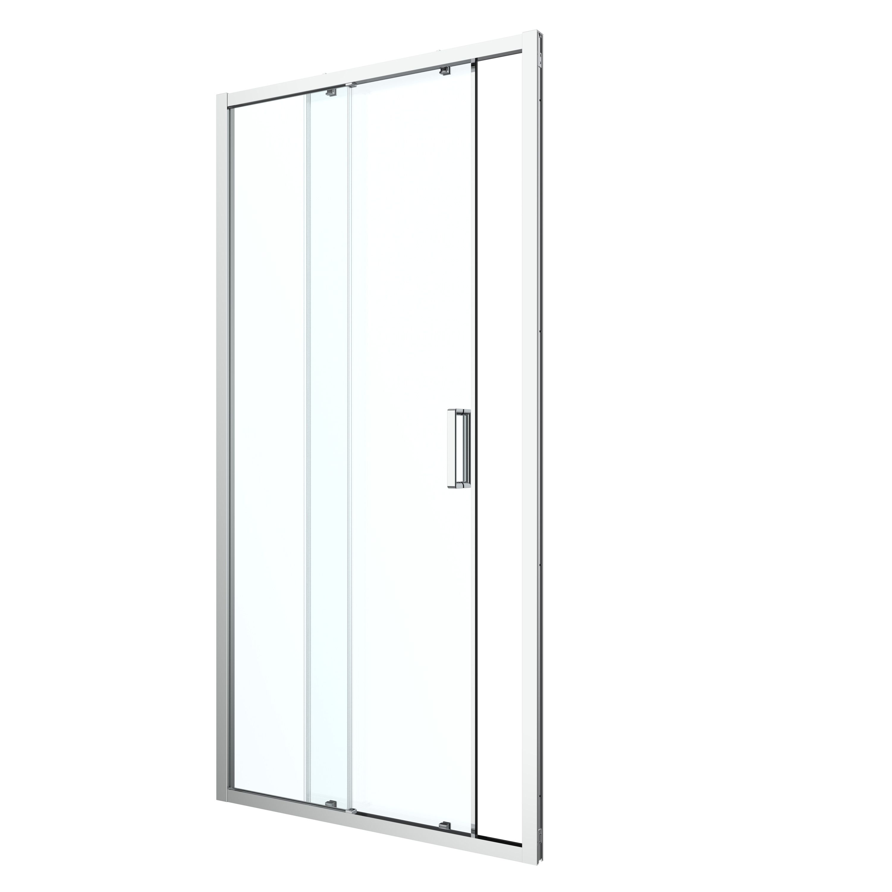 GoodHome Ledava Minimal frame Chrome effect Clear glass Sliding Shower Door (H)195cm (W)100cm