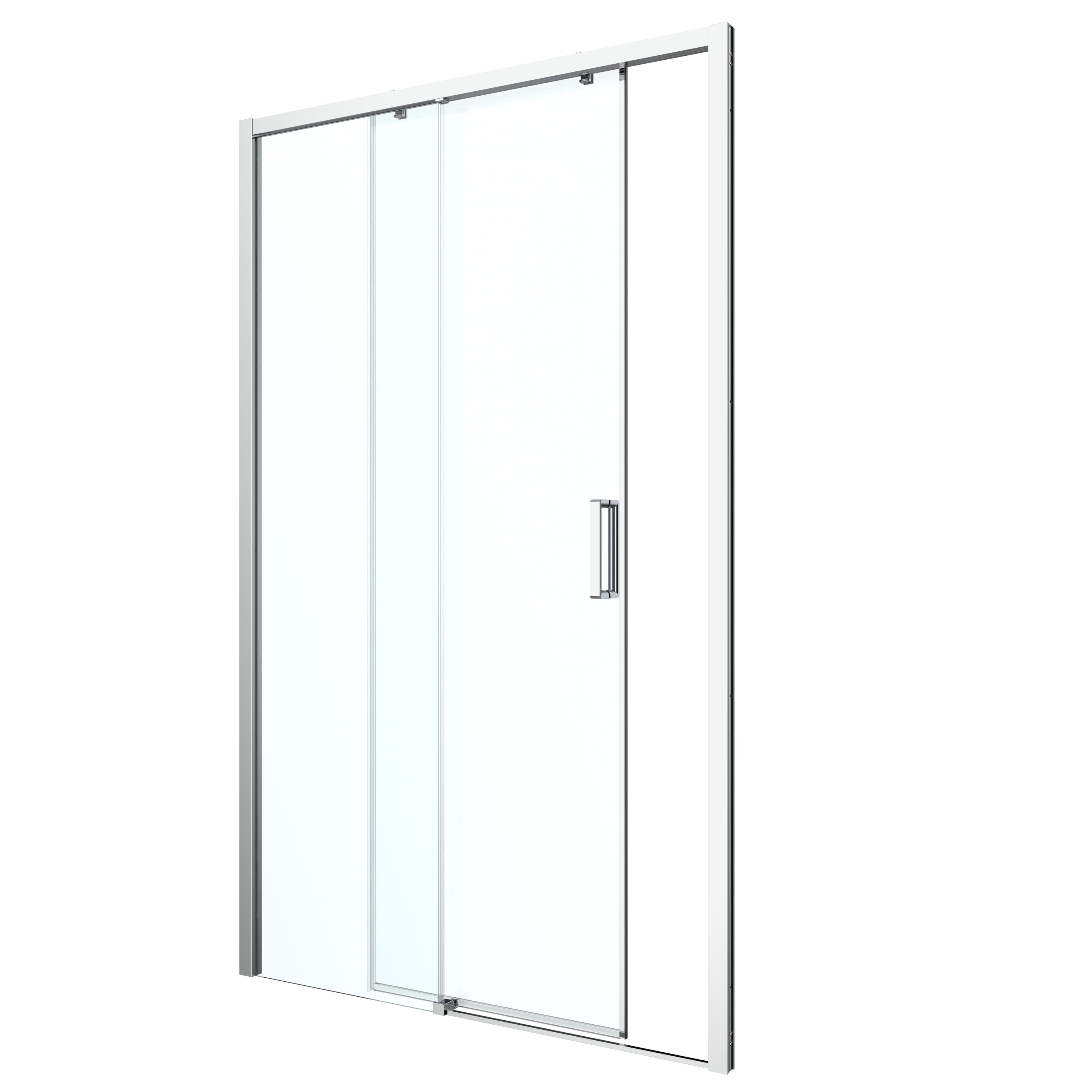 GoodHome Ledava Minimal frame Chrome effect Clear glass Sliding Shower Door (H)195cm (W)120cm