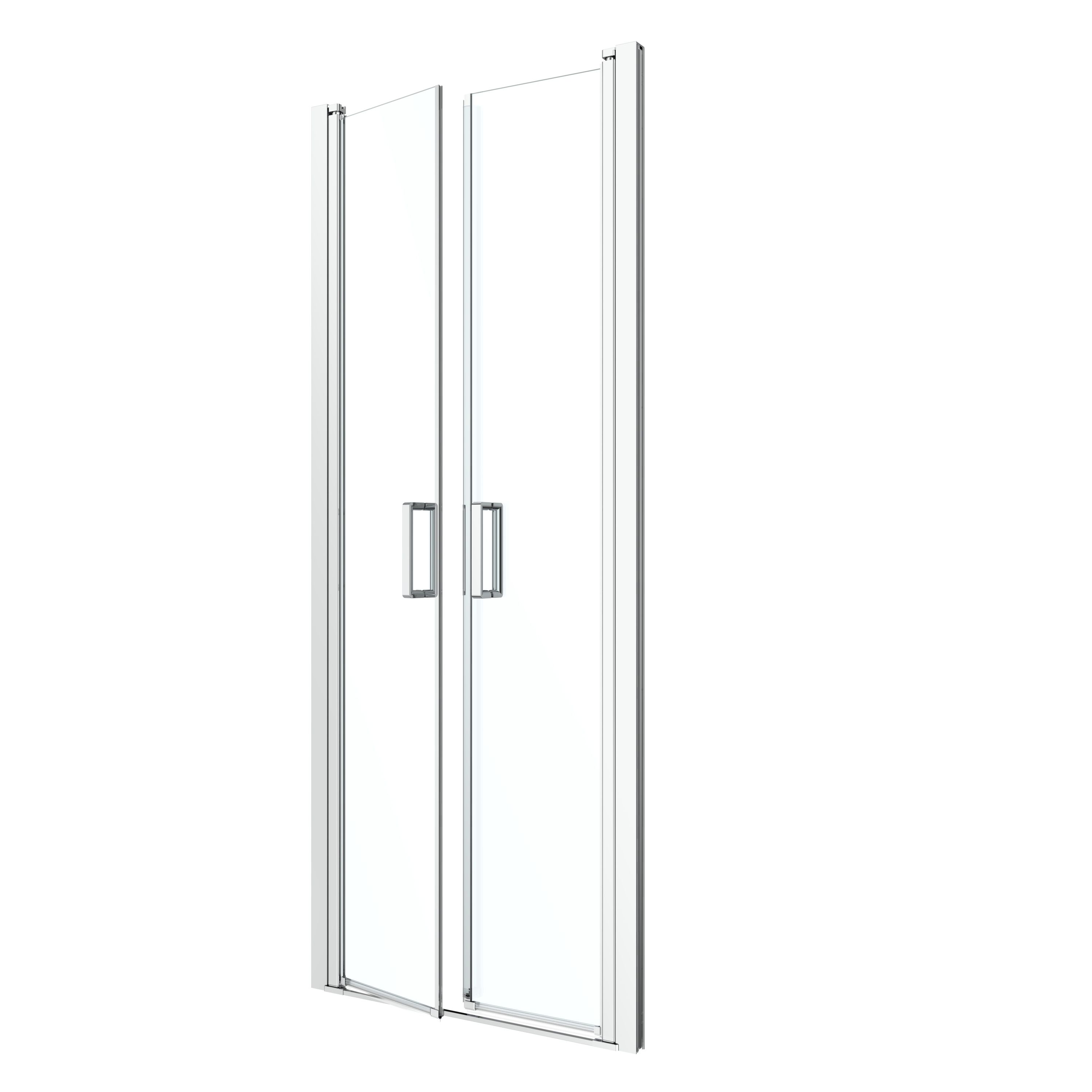 GoodHome Ledava Minimal frame Chrome effect Clear glass Western Shower Door (H)195cm (W)76cm