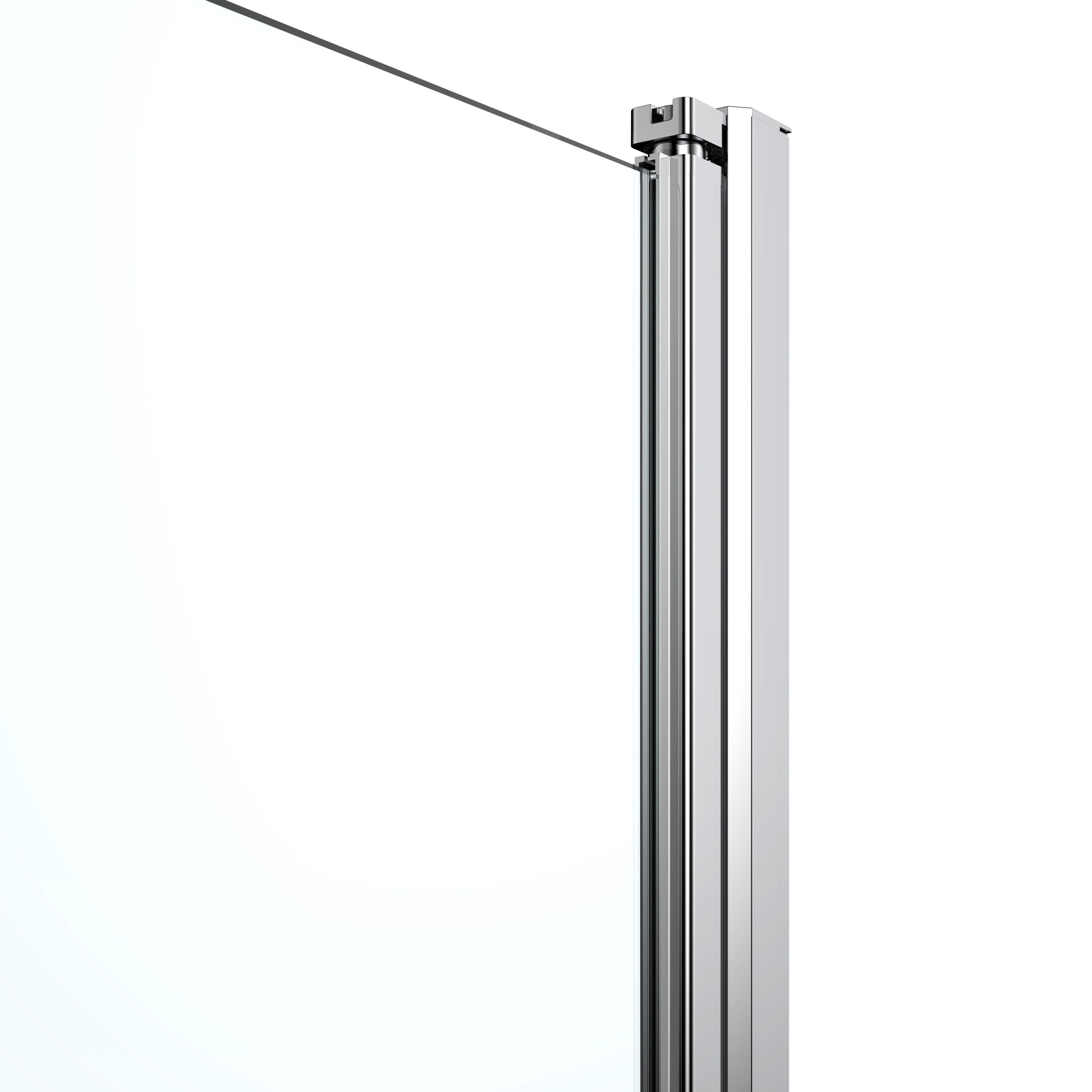 GoodHome Ledava Minimal frame Chrome effect Clear glass Western Shower Door (H)195cm (W)76cm
