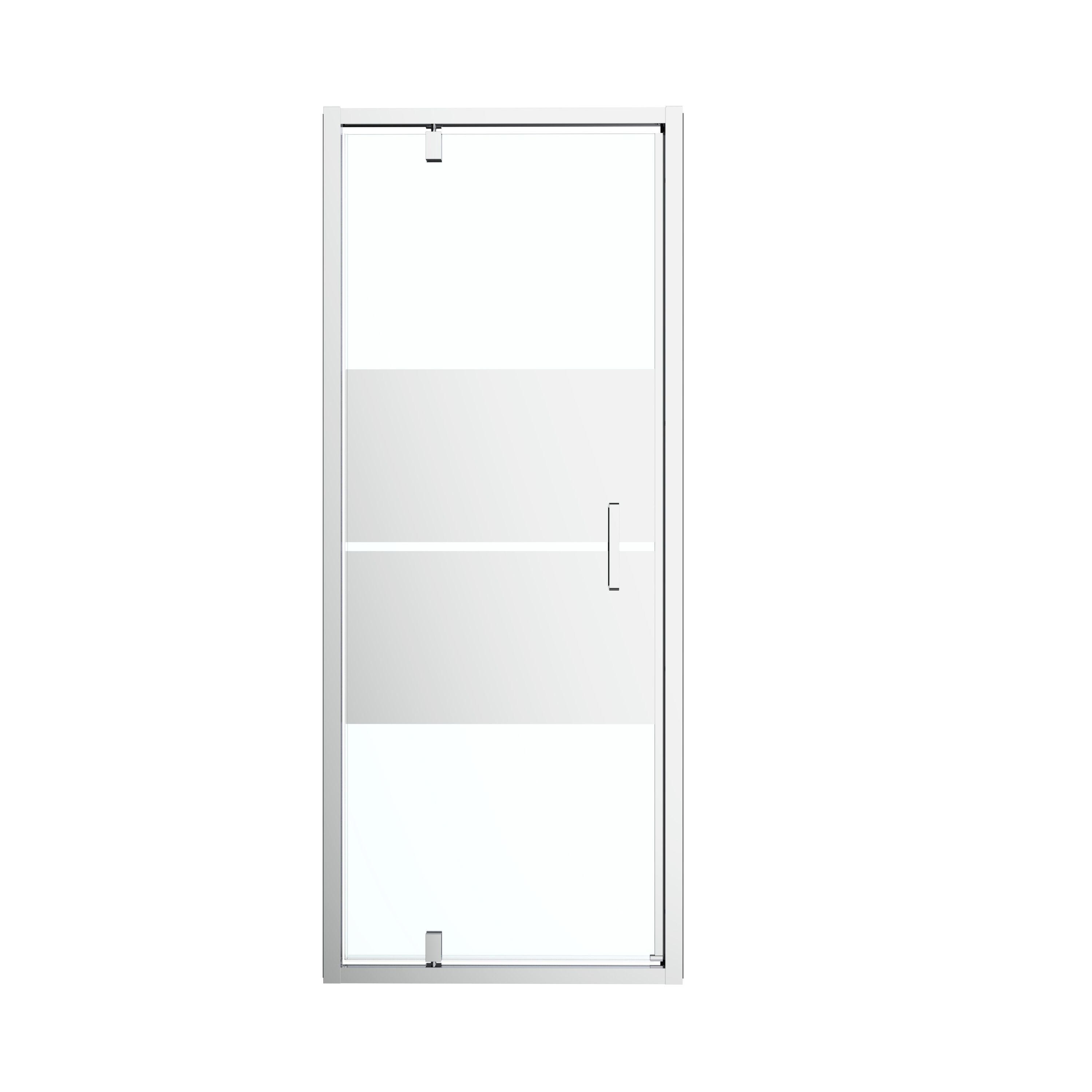 GoodHome Ledava Minimal frame Chrome effect Mirror Strip Half open pivot Shower Door (H)195cm (W)76cm