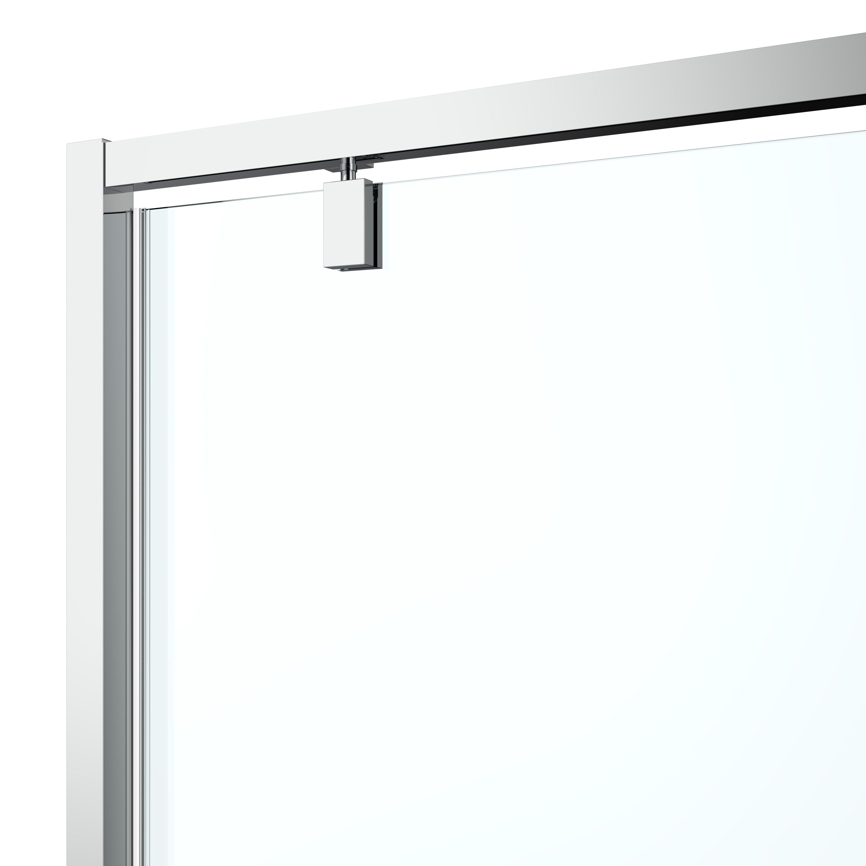 GoodHome Ledava Minimal frame Chrome effect Mirror Strip Half open pivot Shower Door (H)195cm (W)76cm