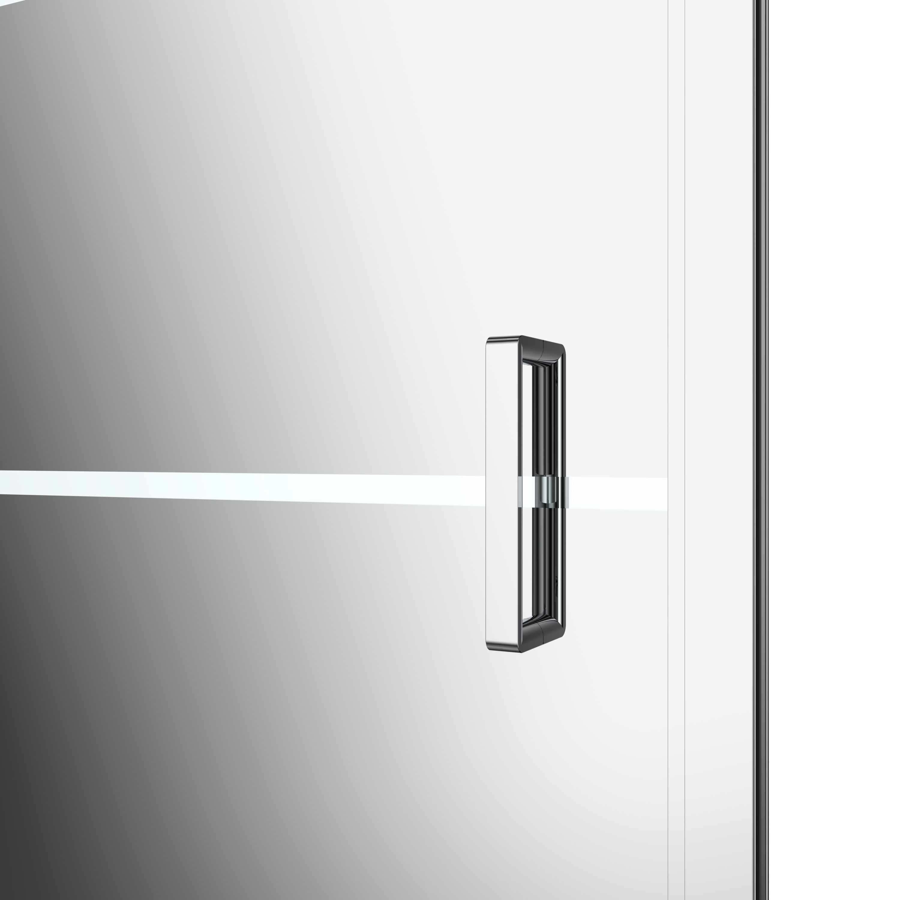 GoodHome Ledava Minimal frame Chrome effect Mirror Strip Half open pivot Shower Door (H)195cm (W)76cm