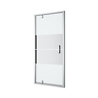 GoodHome Ledava Minimal frame Chrome effect Mirror Strip Half open pivot Shower Door (H)195cm (W)90cm
