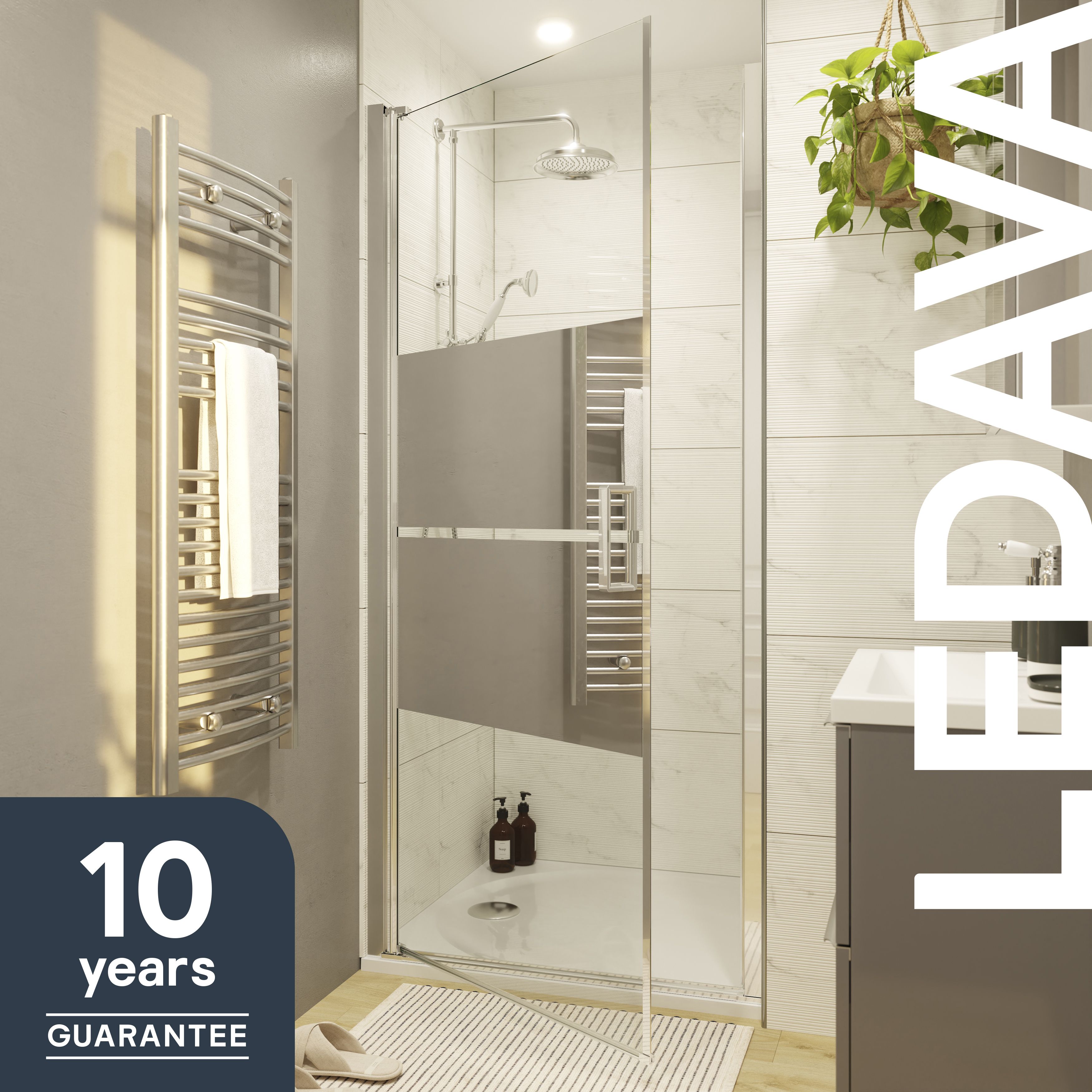GoodHome Ledava Minimal frame Chrome effect Mirror Strip Pivot Shower Door (H)195cm (W)76cm