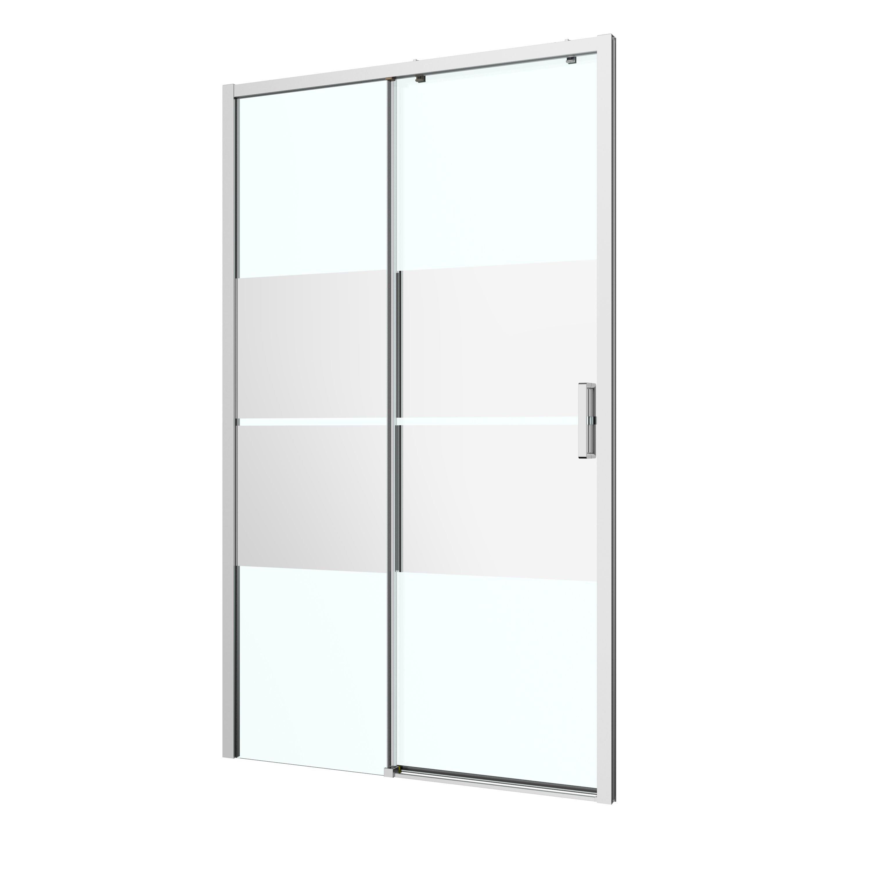 GoodHome Ledava Minimal frame Chrome effect Mirror Strip Sliding Shower Door (H)195cm (W)120cm