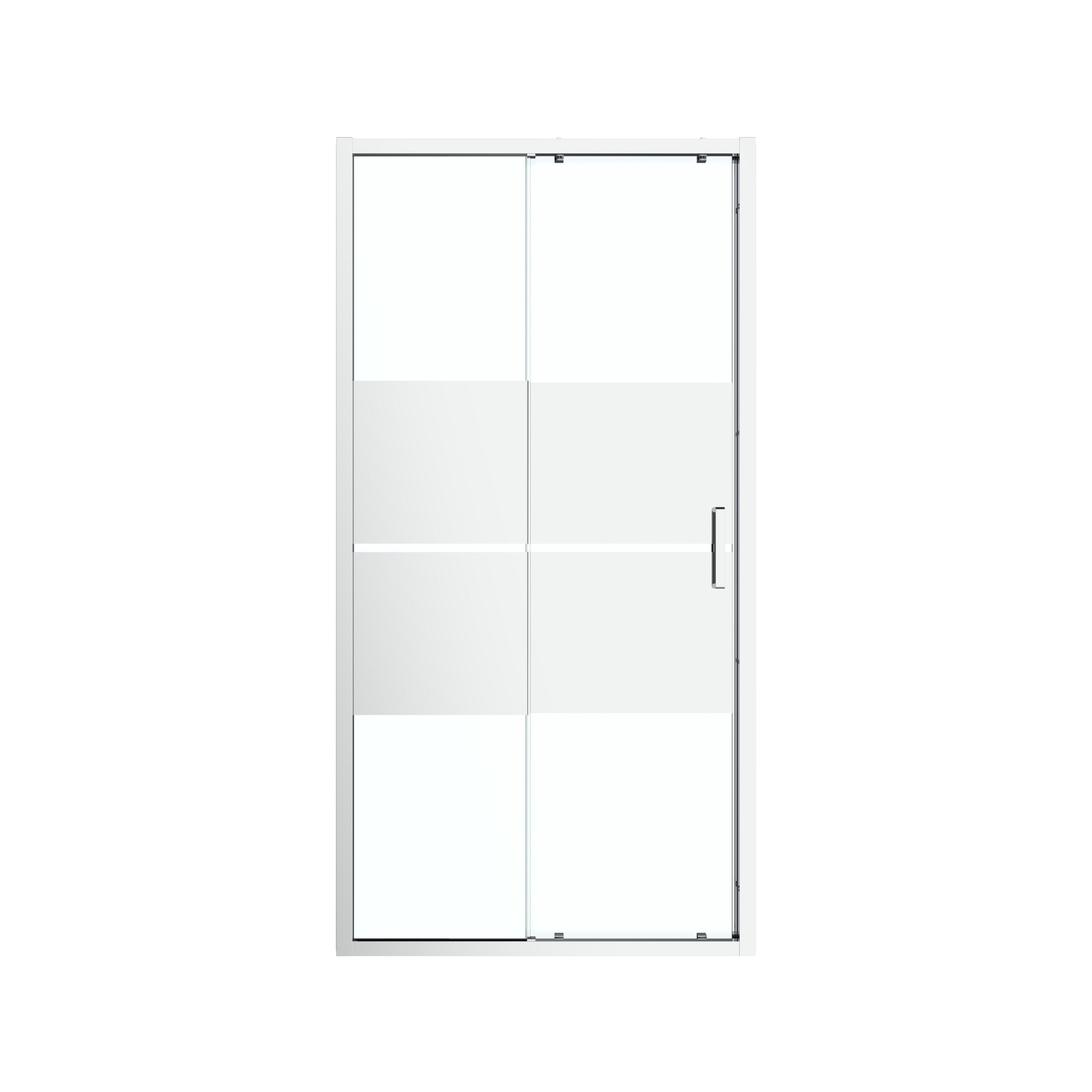 GoodHome Ledava Minimal frame Chrome effect Mirror Strip Sliding Shower Door (H)195cm (W)120cm