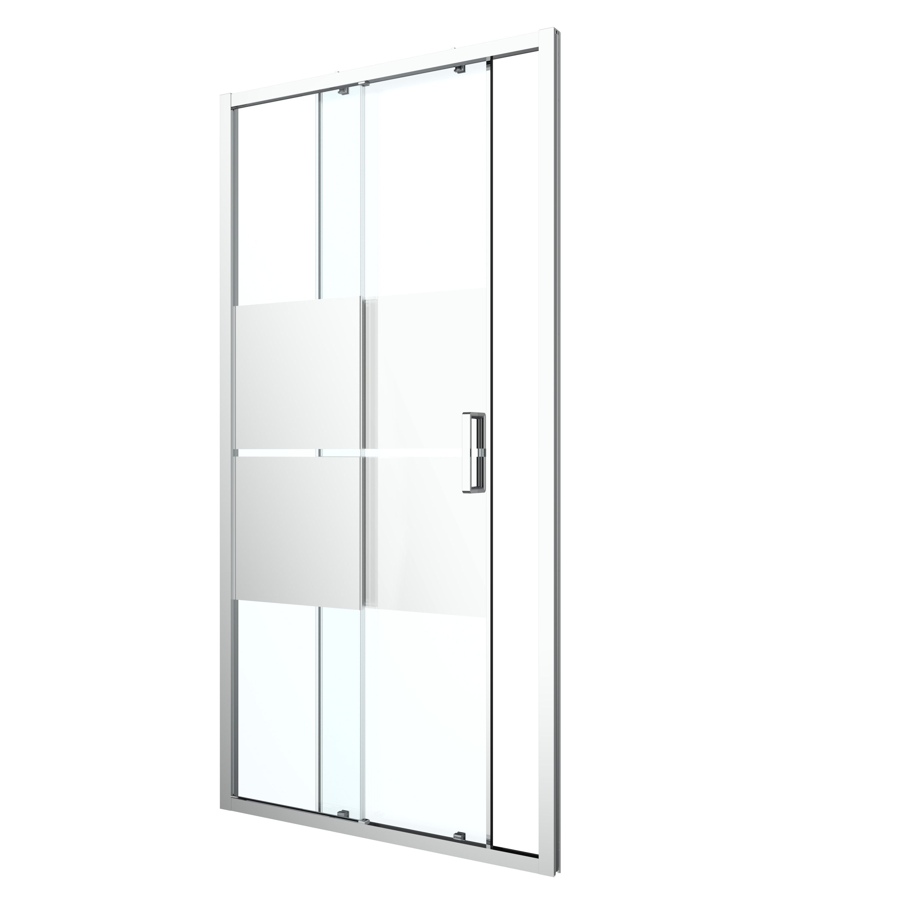 GoodHome Ledava Minimal frame Chrome effect Mirror Strip Sliding Shower Door (H)195cm (W)120cm