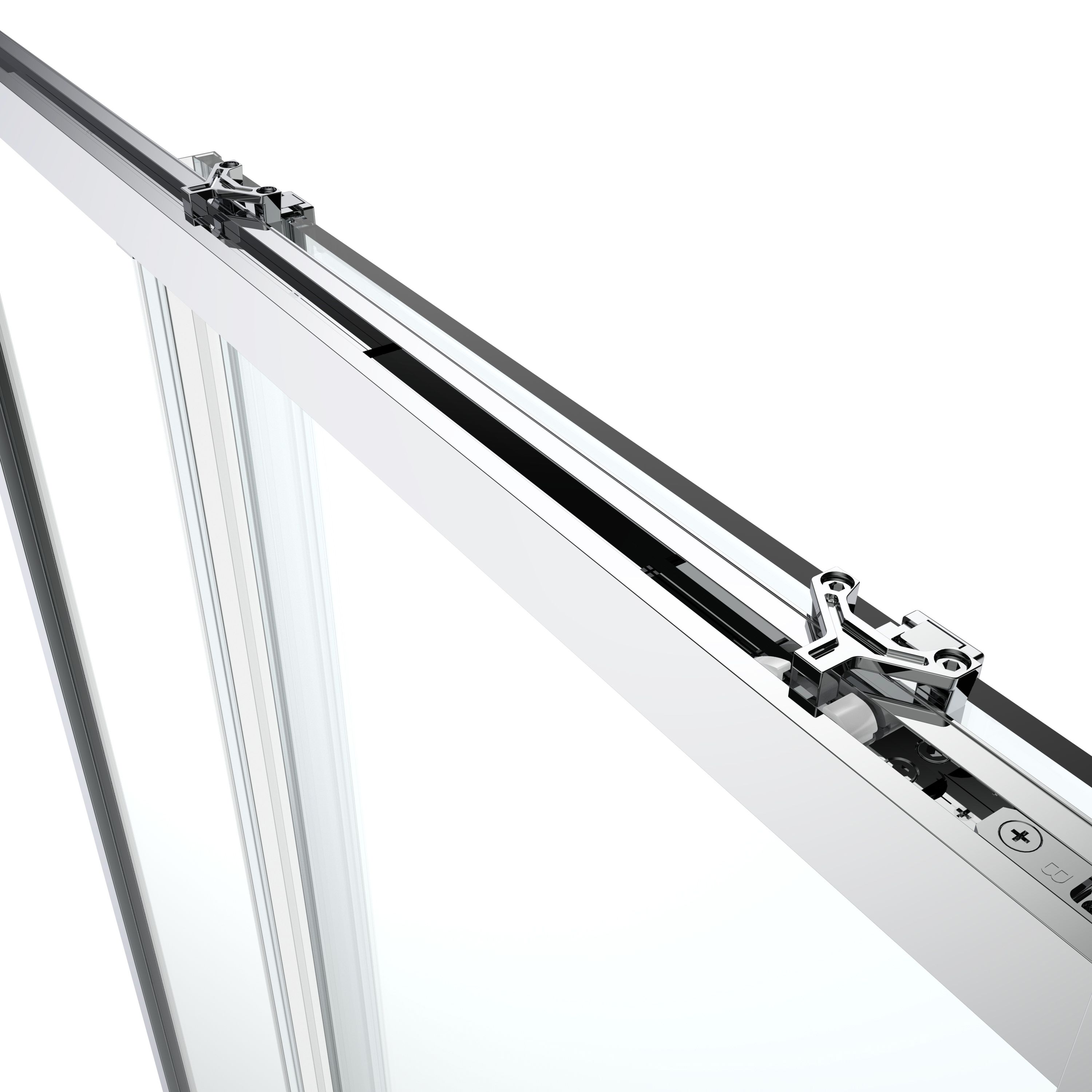 GoodHome Ledava Minimal frame Chrome effect Mirror Strip Sliding Shower Door (H)195cm (W)140cm