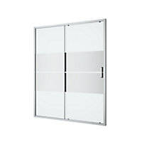 GoodHome Ledava Minimal frame Chrome effect Mirror Strip Sliding Shower Door (H)195cm (W)160cm