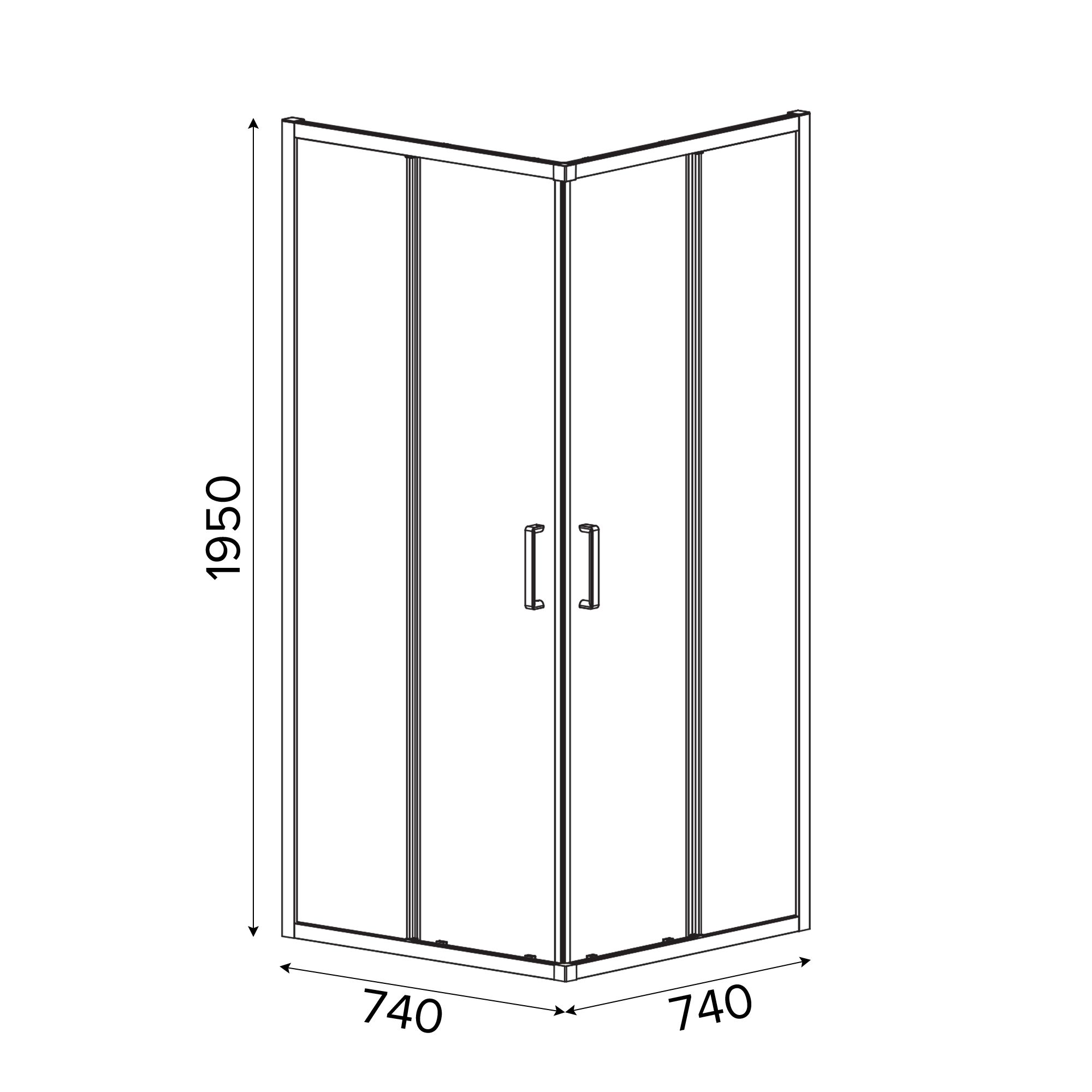 GoodHome Ledava Semi-mirrored Chrome effect Square Shower enclosure - Corner entry double sliding door (W)76cm (D)76cm
