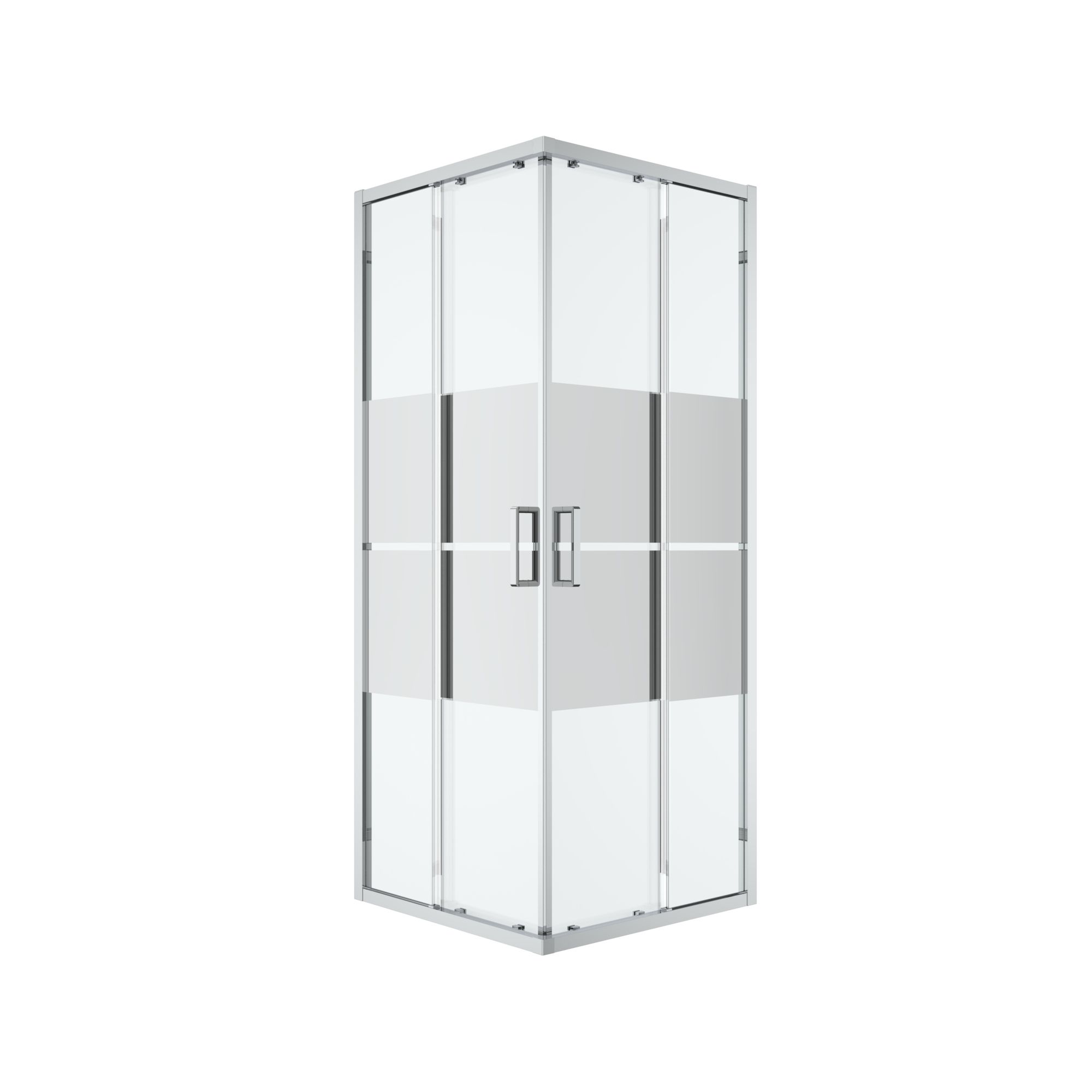 GoodHome Ledava Semi-mirrored Chrome effect Square Shower enclosure - Corner entry double sliding door (W)76cm (D)76cm