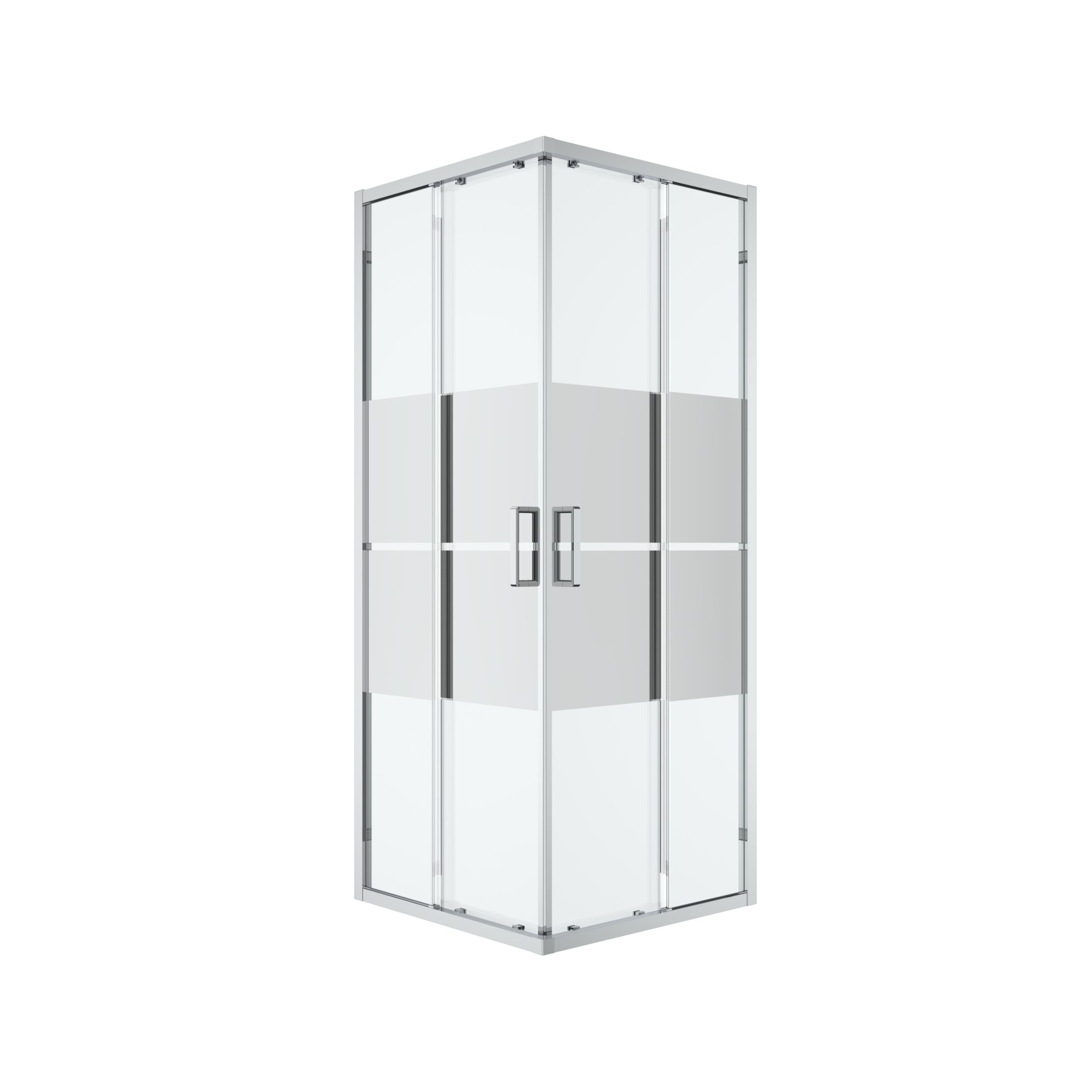 GoodHome Ledava Semi-mirrored Chrome effect Square Shower enclosure - Corner entry double sliding door (W)76cm (D)76cm