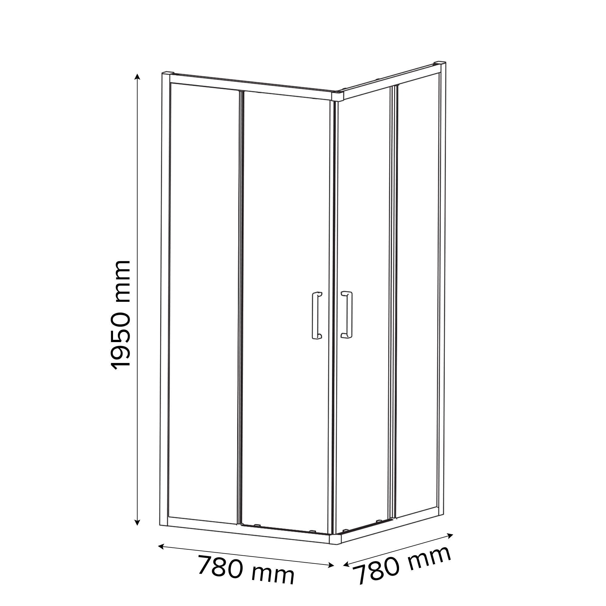 GoodHome Ledava Semi-mirrored Chrome effect Square Shower enclosure - Corner entry double sliding door (W)80cm (D)80cm