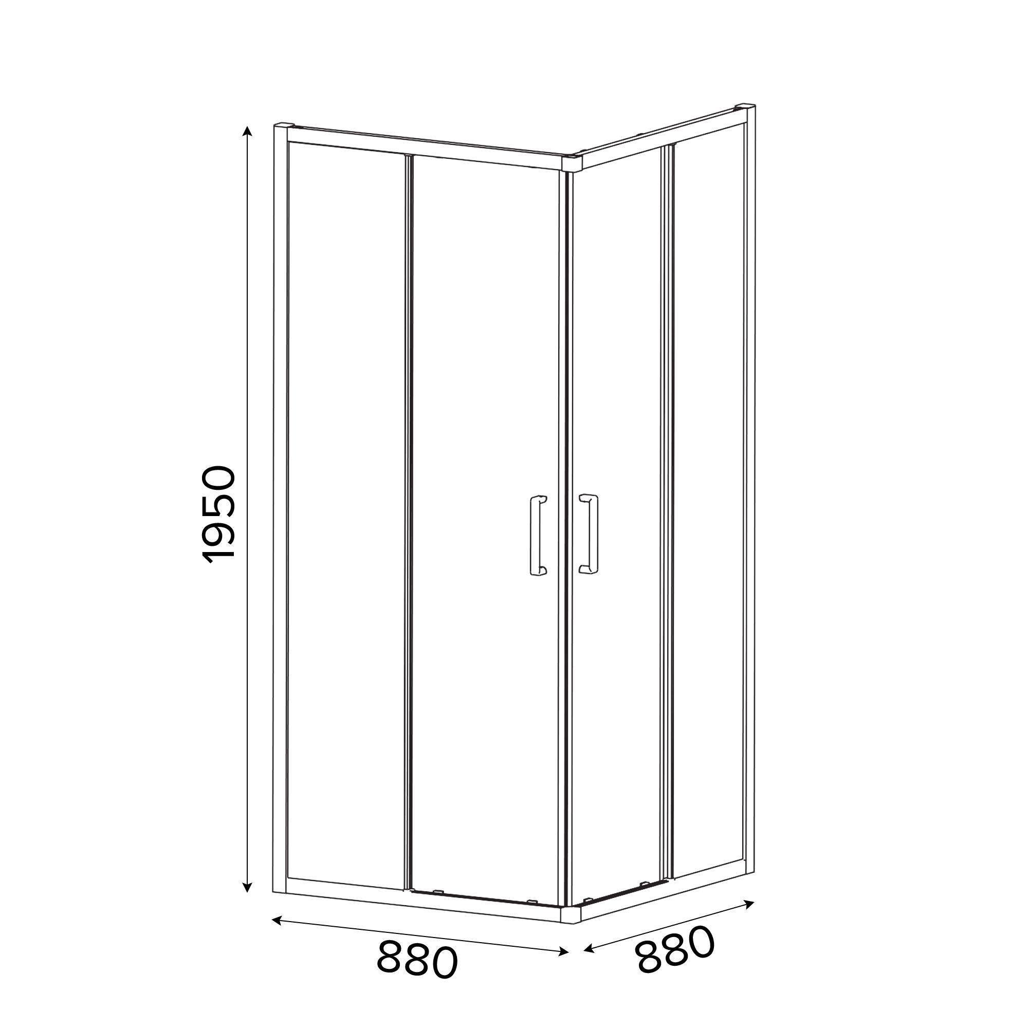 GoodHome Ledava Semi-mirrored Chrome effect Square Shower enclosure - Corner entry double sliding door (W)90cm (D)90cm