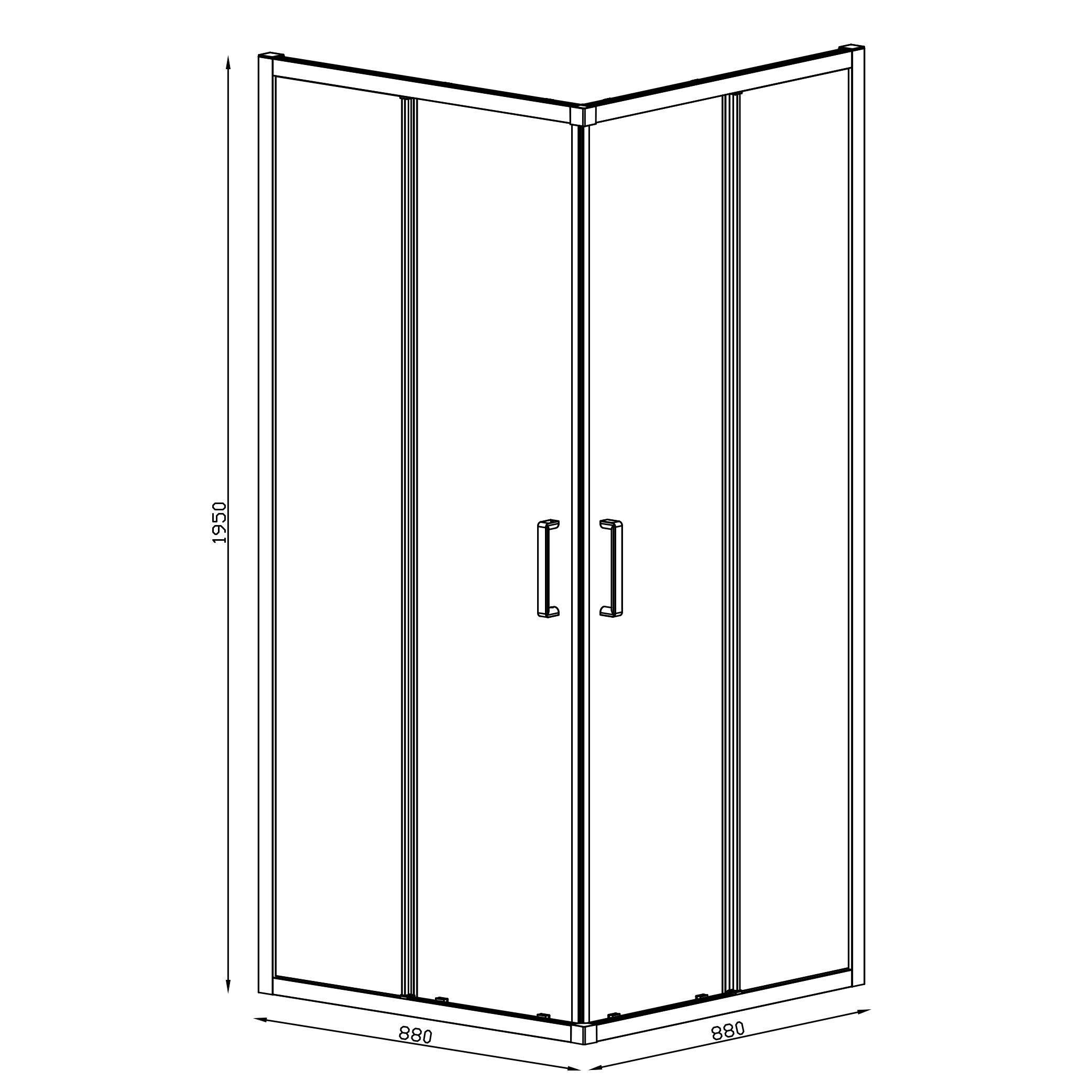 GoodHome Ledava Semi-mirrored Chrome effect Square Shower enclosure - Corner entry double sliding door (W)90cm (D)90cm