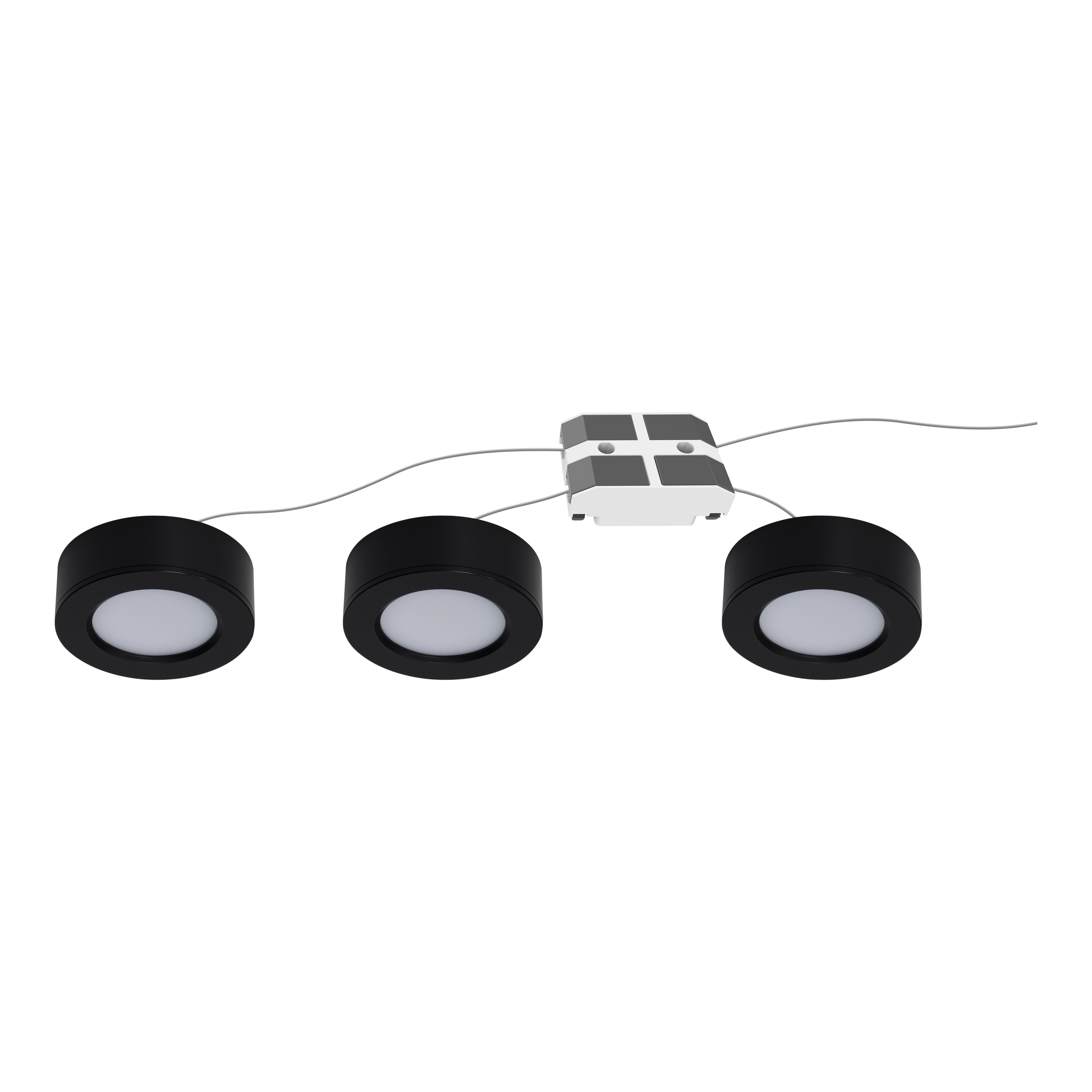 GoodHome Ledyard Black Mains-powered LED Neutral white Cabinet downlight IP20 (L)64mm (W)64mm, Pack of 3