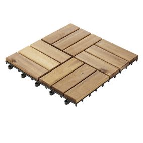 GoodHome Lempa Brown Acacia Clippable deck tile (L)0.3m (W)300mm (T)24mm, Pack of 4