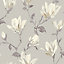 GoodHome Leuzea Grey Floral Smooth Wallpaper