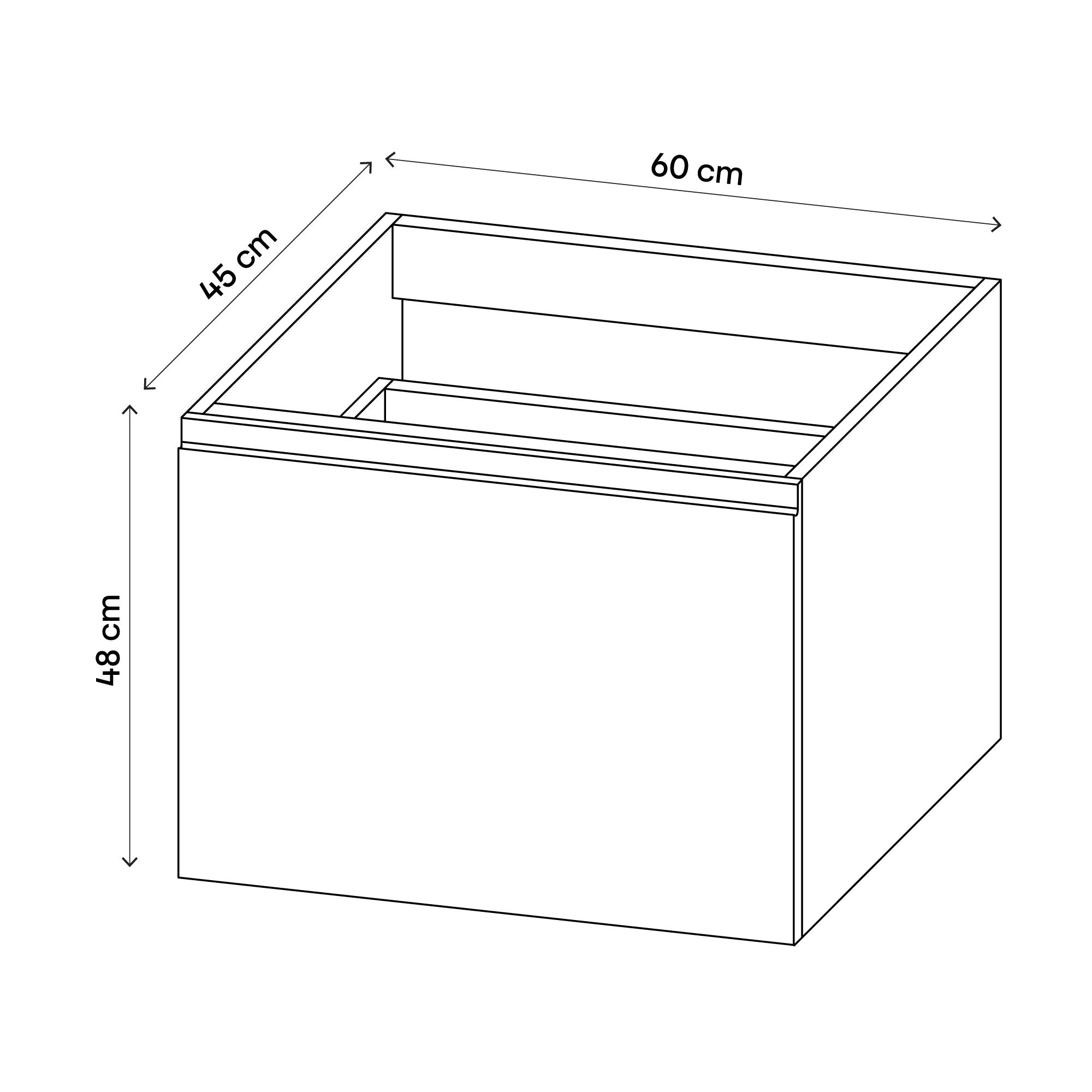 GoodHome Levanna Compact Matt Grey Single Wall-mounted Bathroom Cabinet (H)48cm (W)60cm