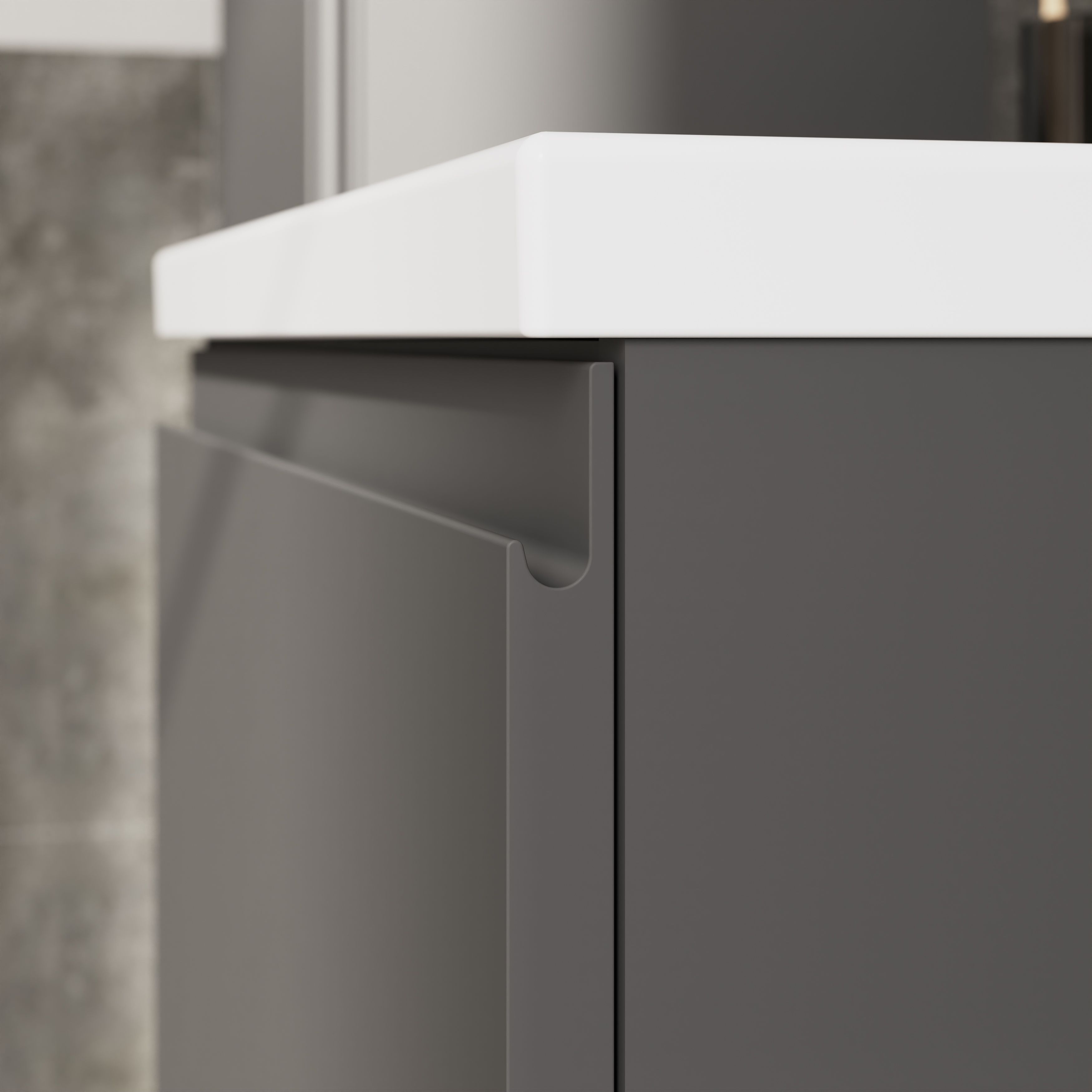GoodHome Levanna Compact Matt Grey Single Wall-mounted Bathroom Cabinet (H)48cm (W)60cm