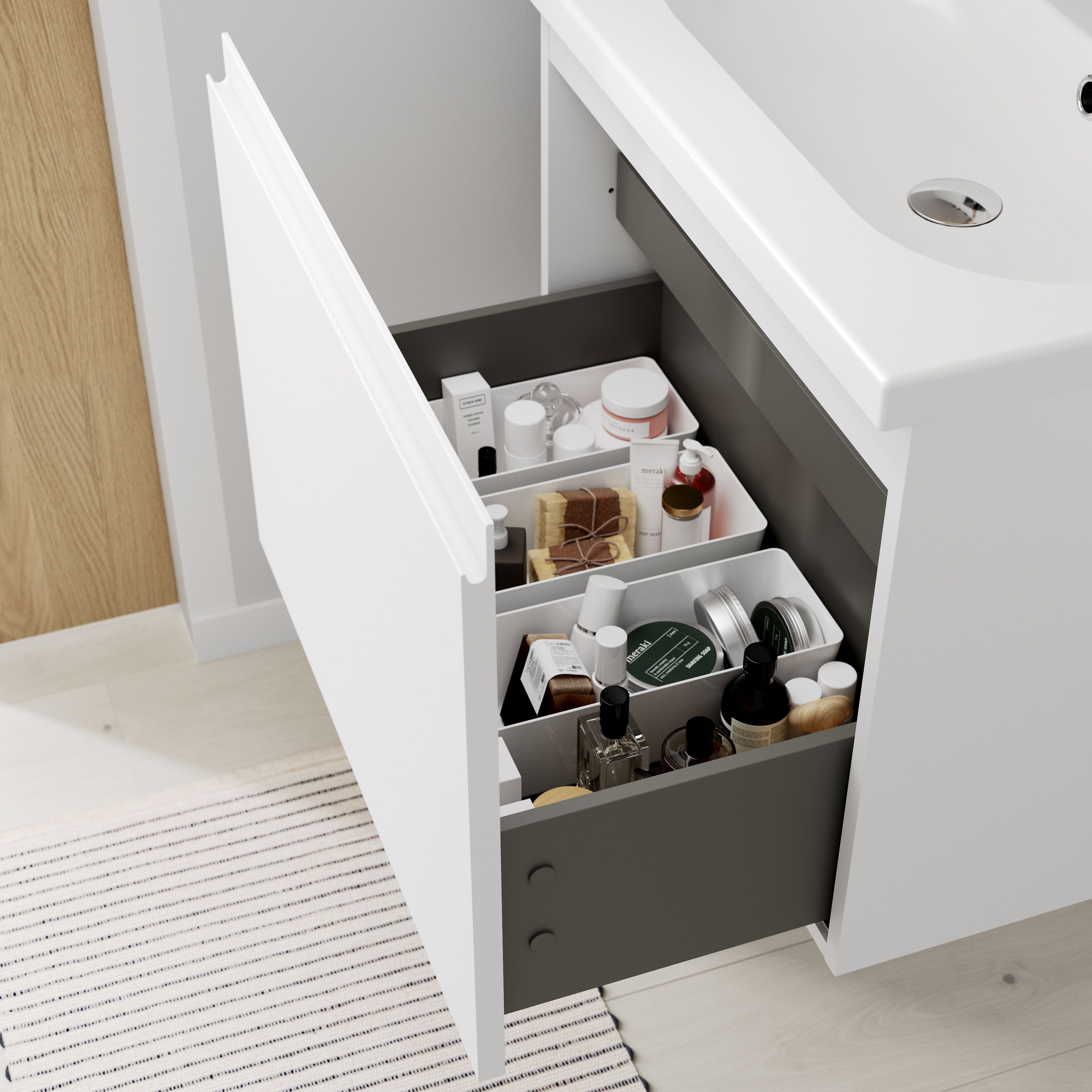 GoodHome Levanna Compact Matt White Single Wall-mounted Bathroom Cabinet (H)48cm (W)60cm