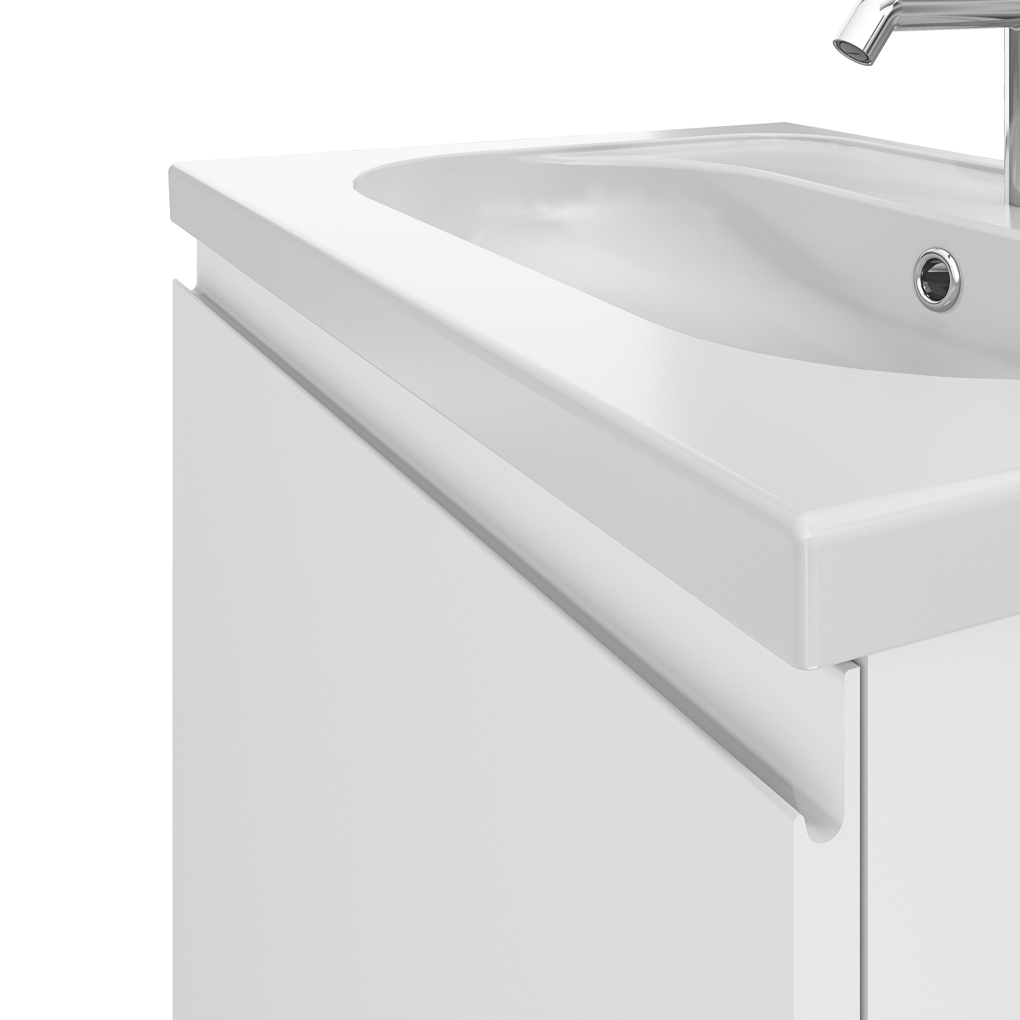 GoodHome Levanna Compact Matt White Single Wall-mounted Bathroom Cabinet (H)48cm (W)60cm