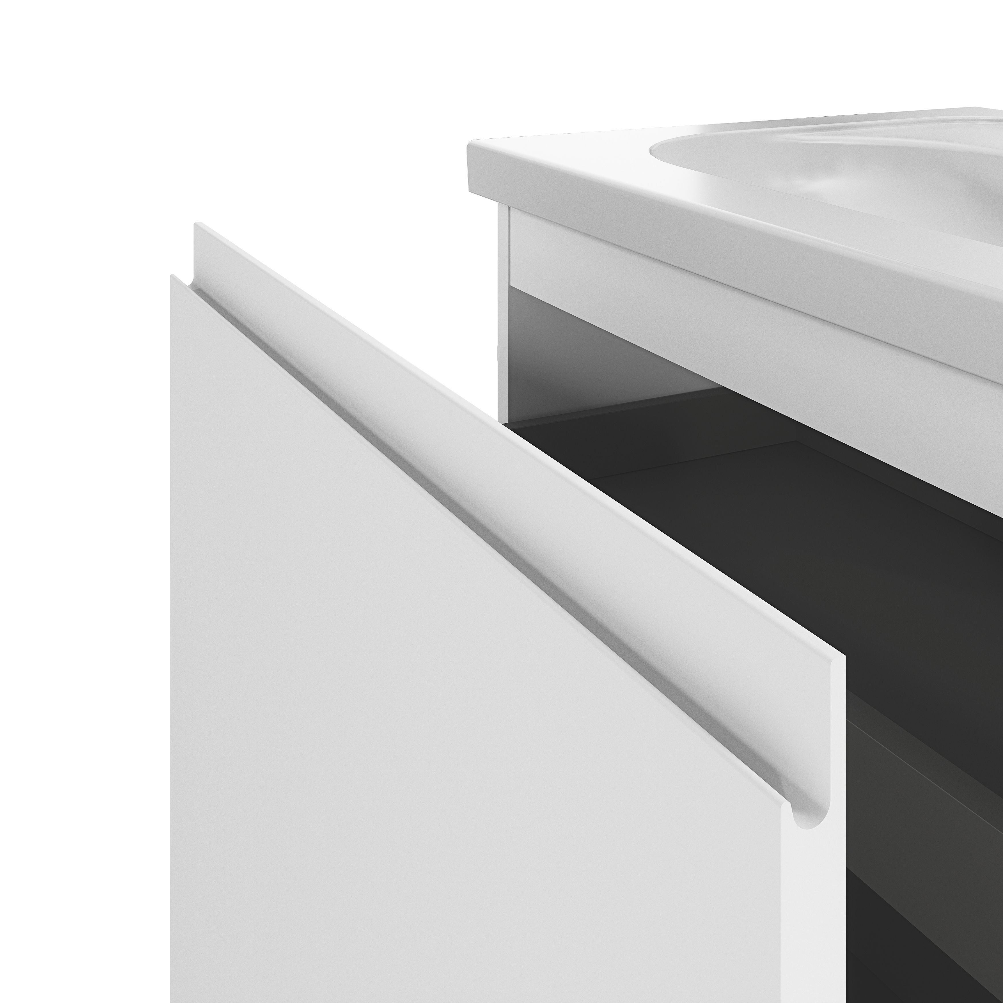 GoodHome Levanna Compact Matt White Single Wall-mounted Bathroom Cabinet (H)48cm (W)60cm