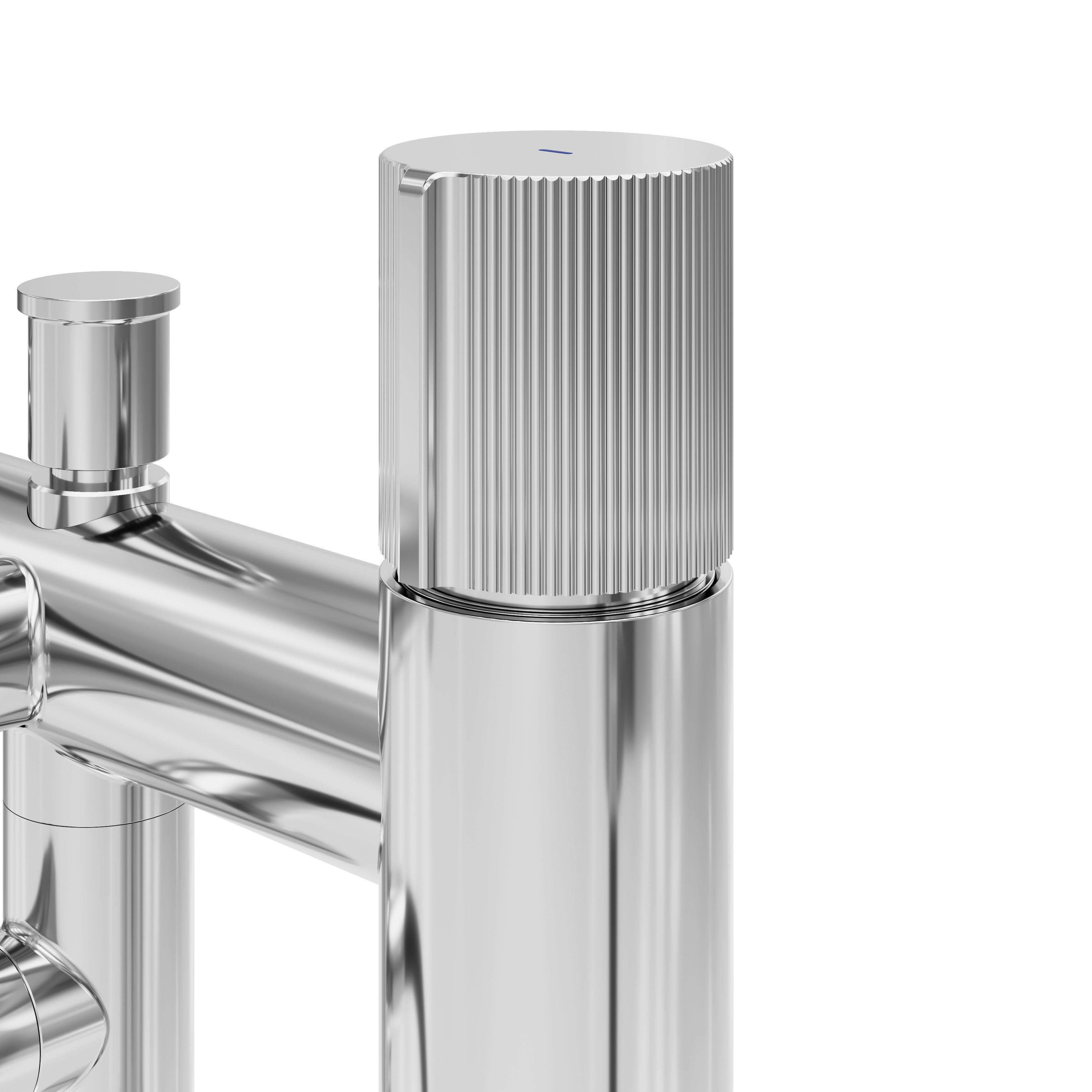 GoodHome Levanna Gloss Chrome effect Ceramic disk Deck-mounted Double Bath shower mixer tap with shower kit