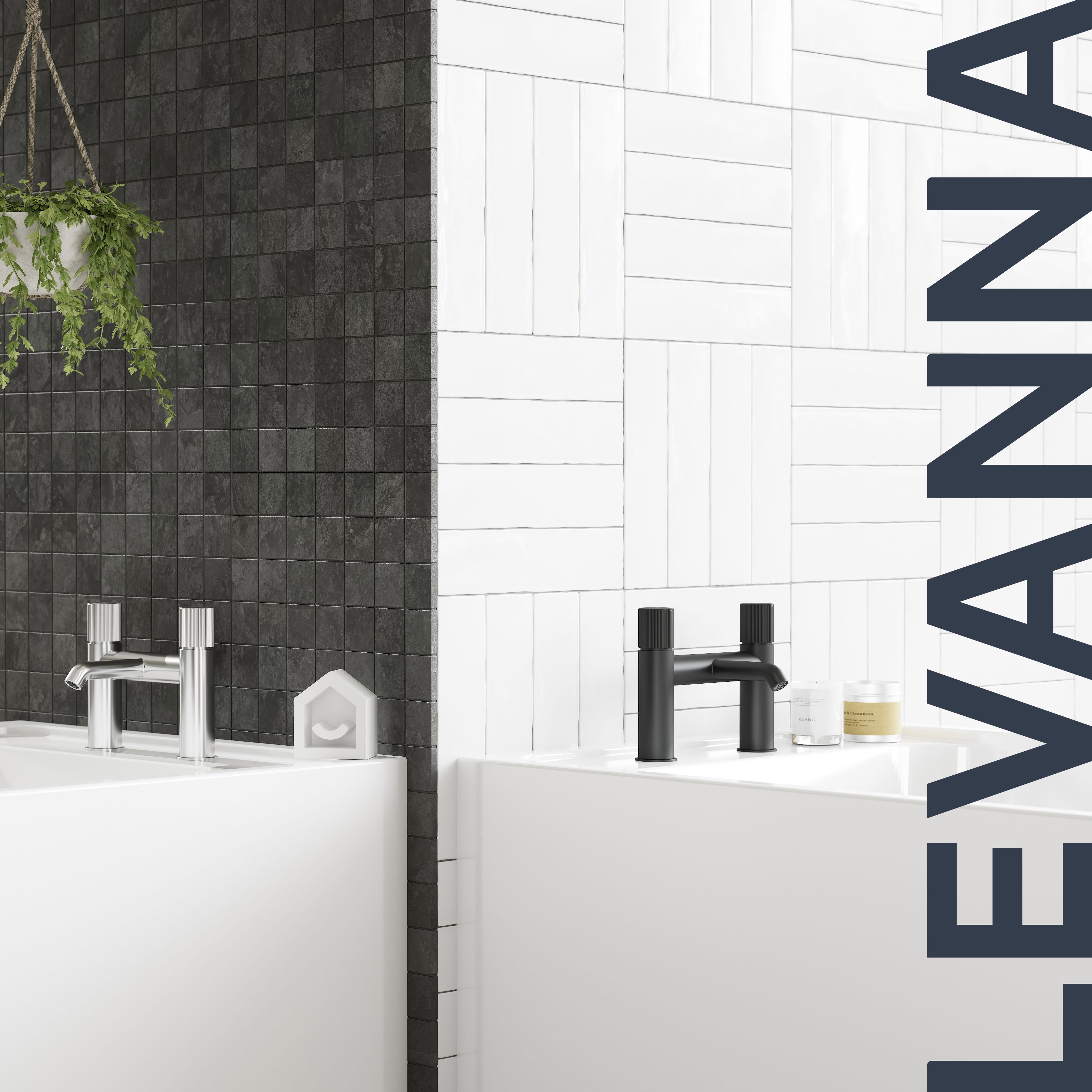 GoodHome Levanna Gloss Chrome effect Deck-mounted Manual Double Bath Filler Tap