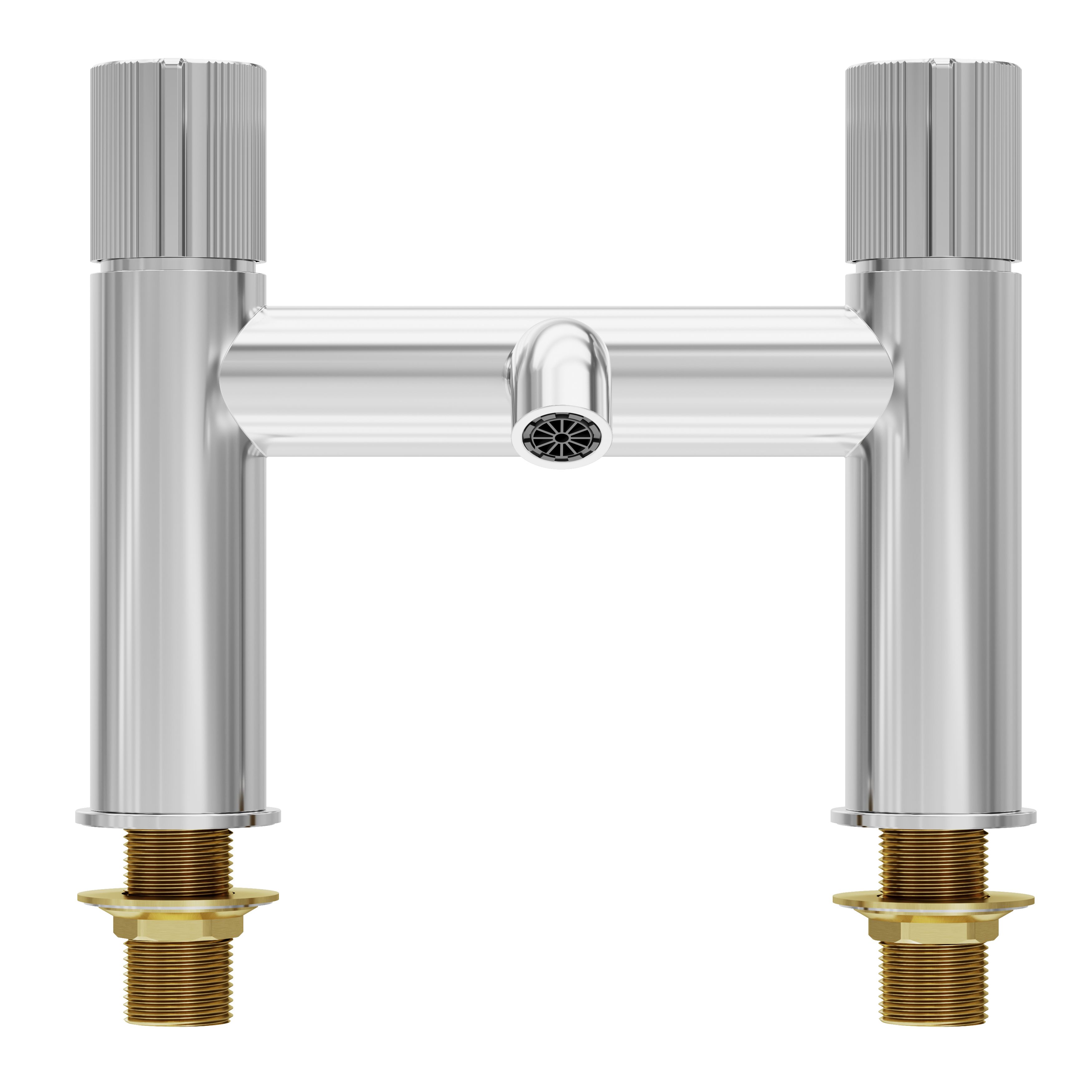 GoodHome Levanna Gloss Chrome effect Deck-mounted Manual Double Bath Filler Tap