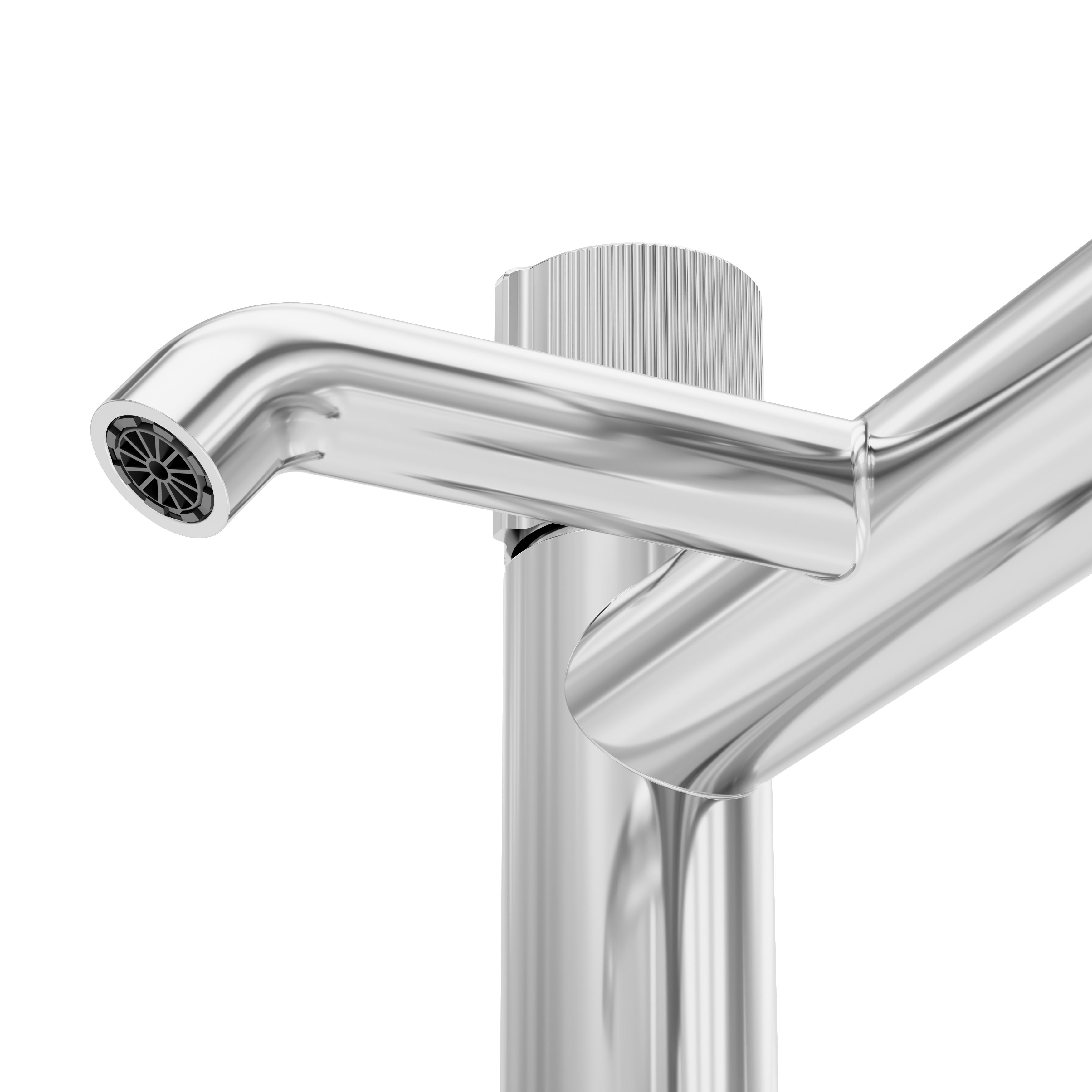 GoodHome Levanna Gloss Chrome effect Deck-mounted Manual Double Bath Filler Tap
