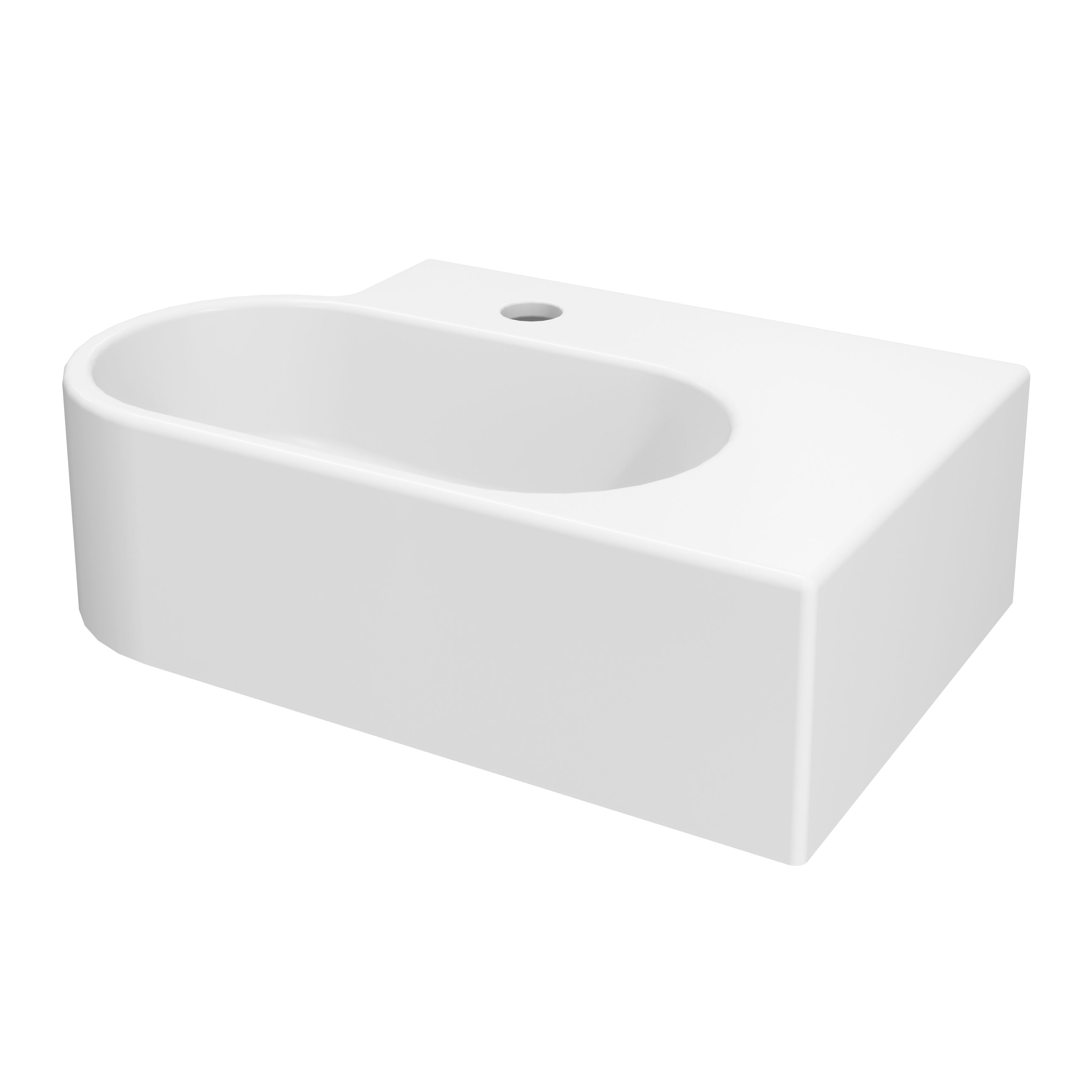 GoodHome Levanna Gloss White Rectangular Wall-mounted Cloakroom Basin (W)47.3cm