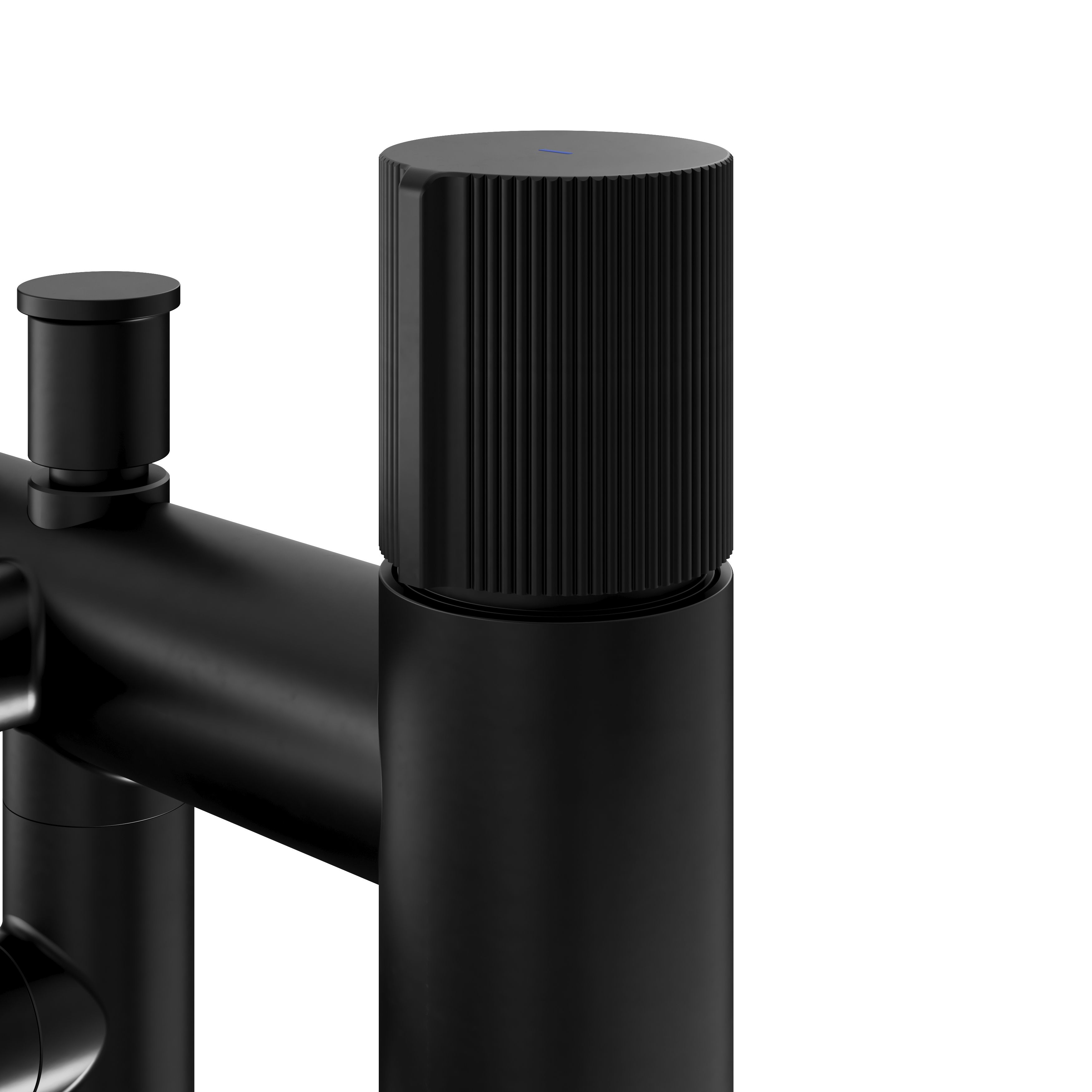 GoodHome Levanna Matt Black Ceramic disk Deck-mounted Double Bath shower mixer tap with shower kit