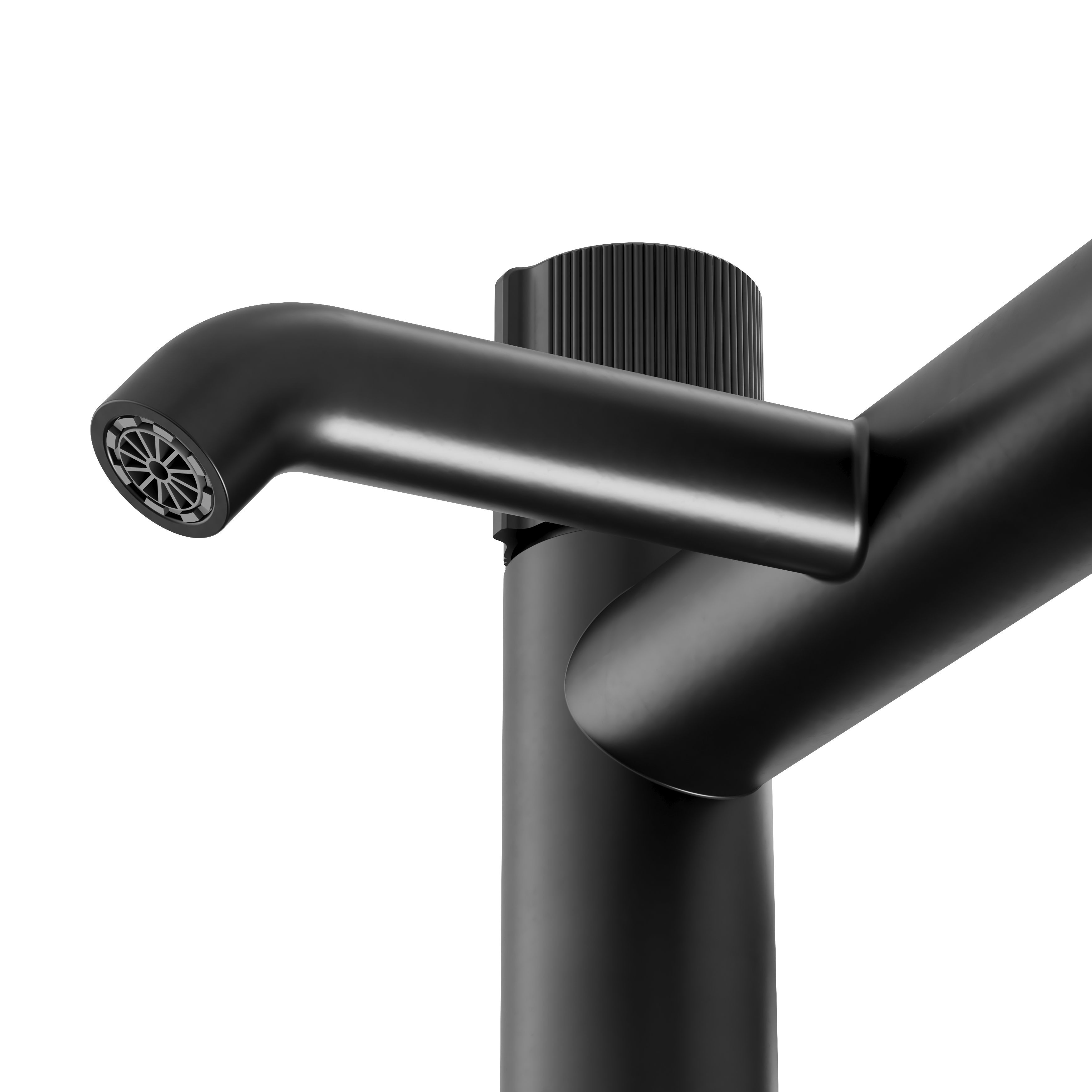 GoodHome Levanna Matt Black Deck-mounted Manual Double Bath Filler Tap