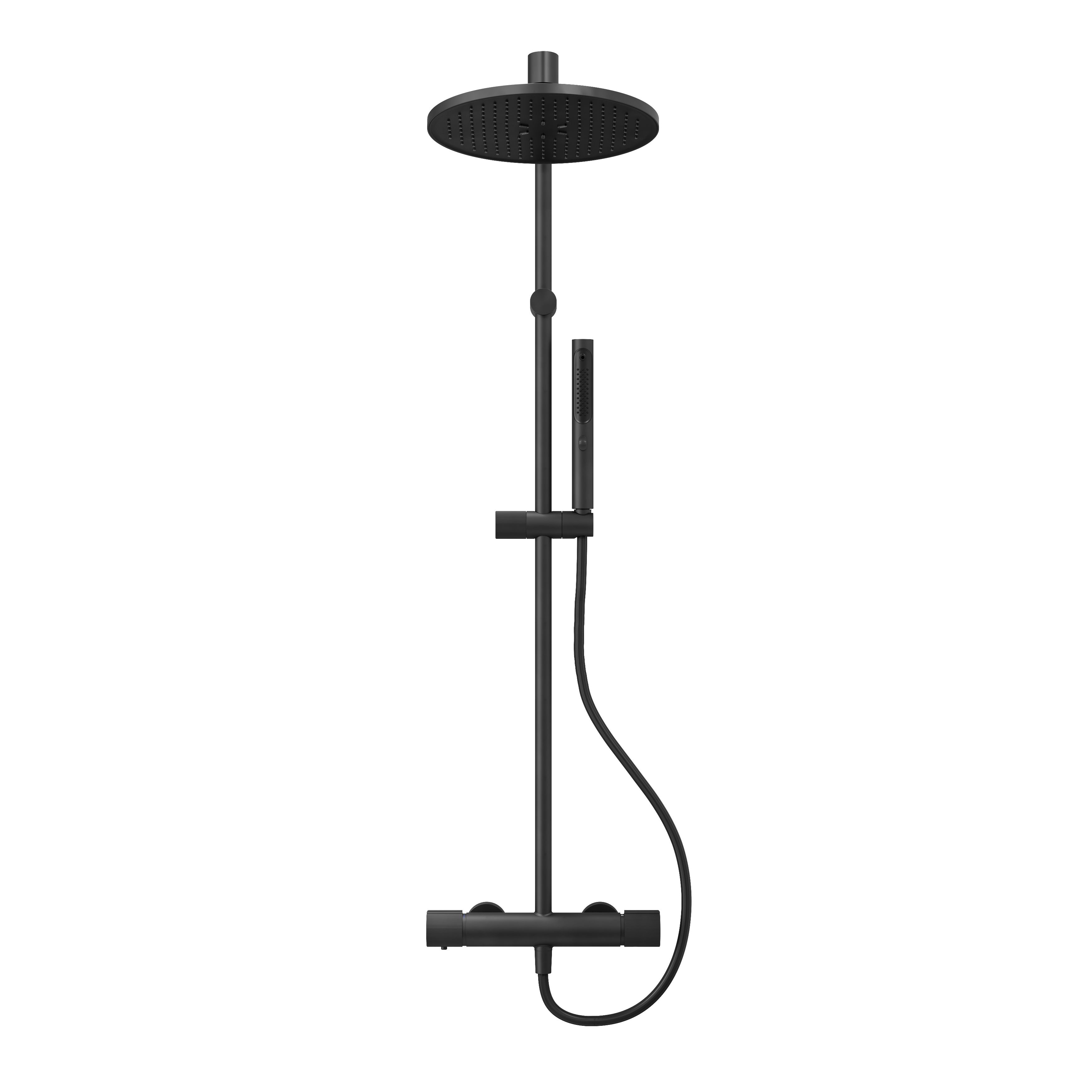 GoodHome Levanna Matt Black Wall-mounted Thermostatic Mixer Multi head shower