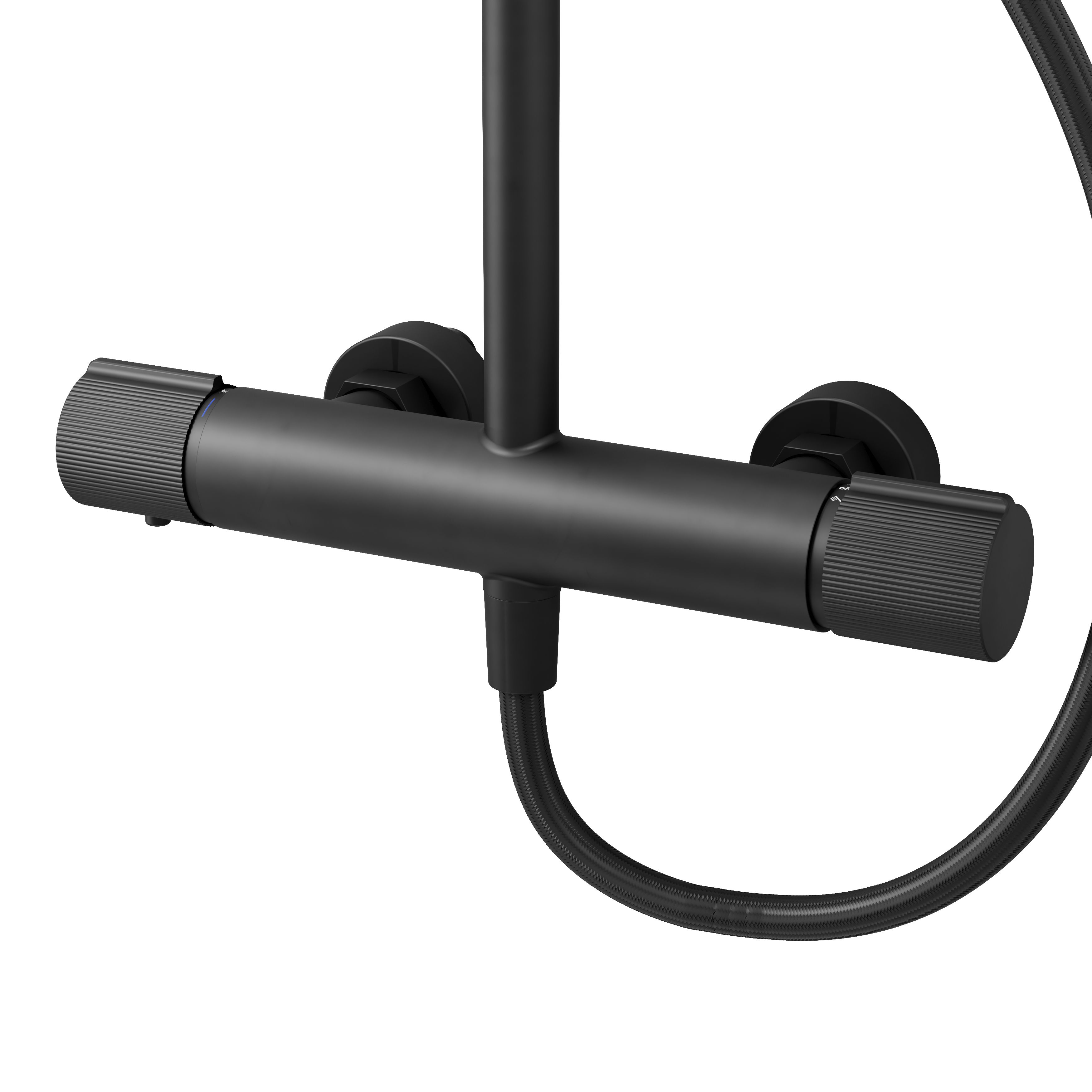 GoodHome Levanna Matt Black Wall-mounted Thermostatic Mixer Multi head shower