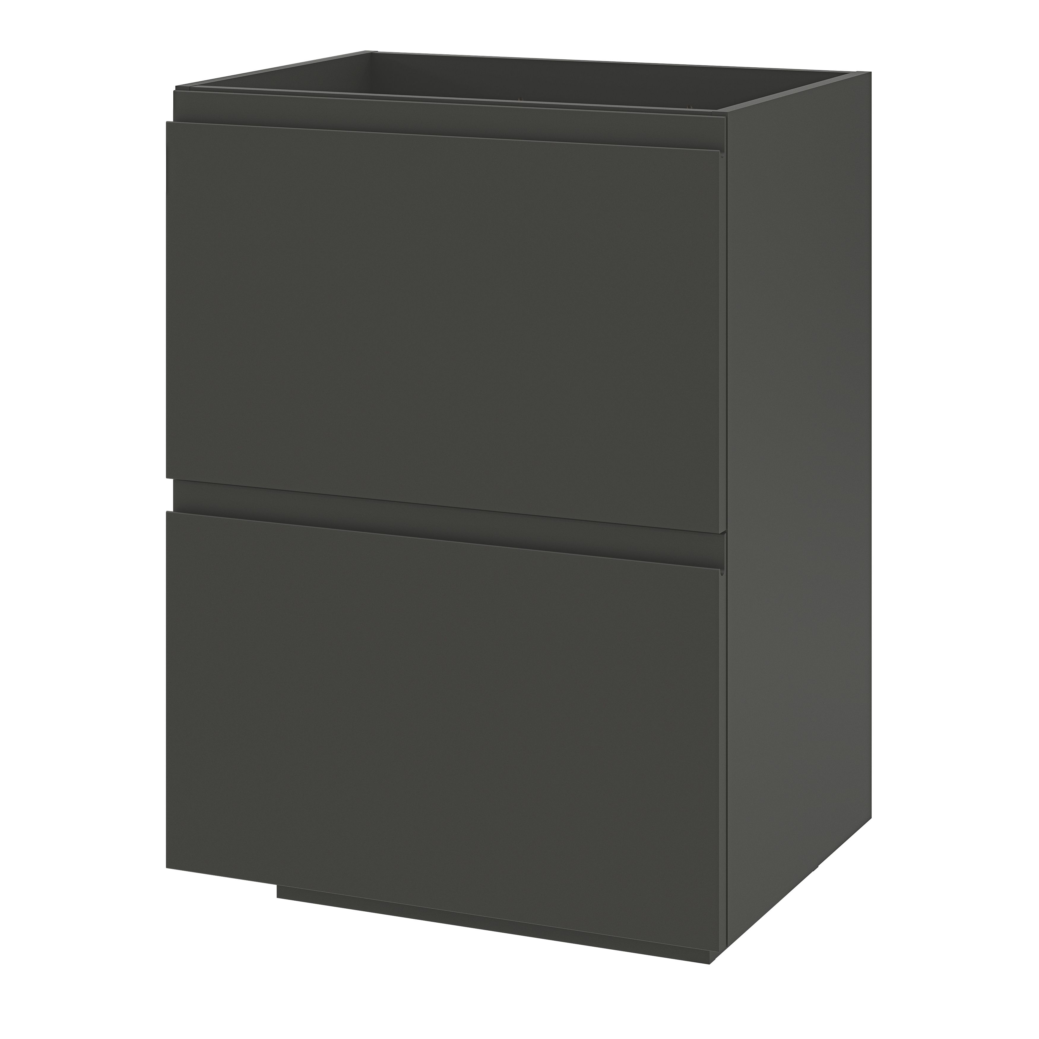GoodHome Levanna Matt Grey Double Freestanding Bathroom Cabinet (H)85cm (W)60cm