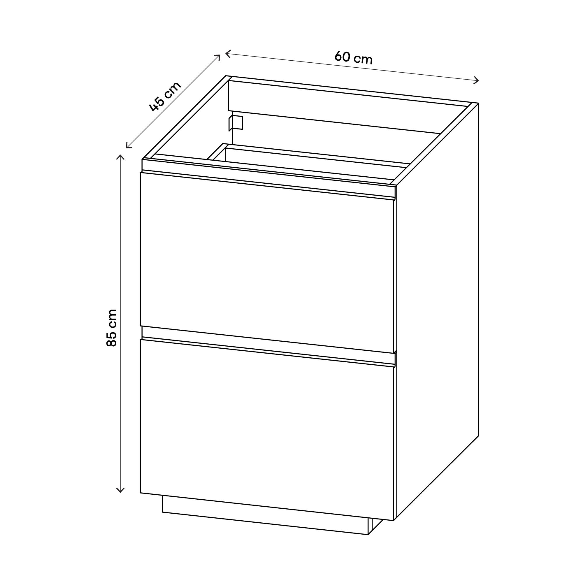 GoodHome Levanna Matt Grey Double Freestanding Bathroom Cabinet (H)85cm (W)60cm