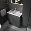 GoodHome Levanna Matt Grey Freestanding Bathroom Cabinet (H)85cm (W)80cm