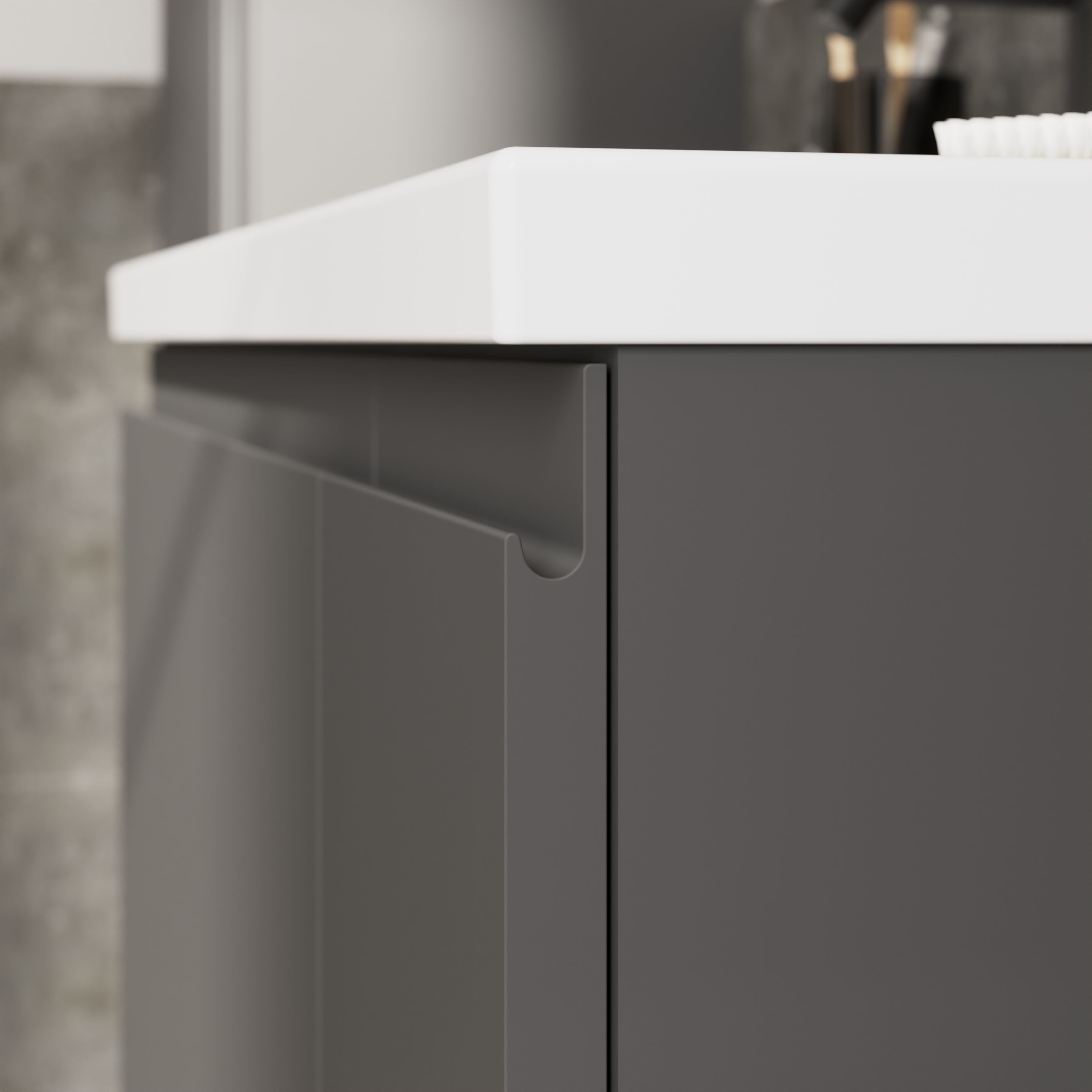 GoodHome Levanna Matt Grey Freestanding Bathroom Cabinet (H)85cm (W)80cm