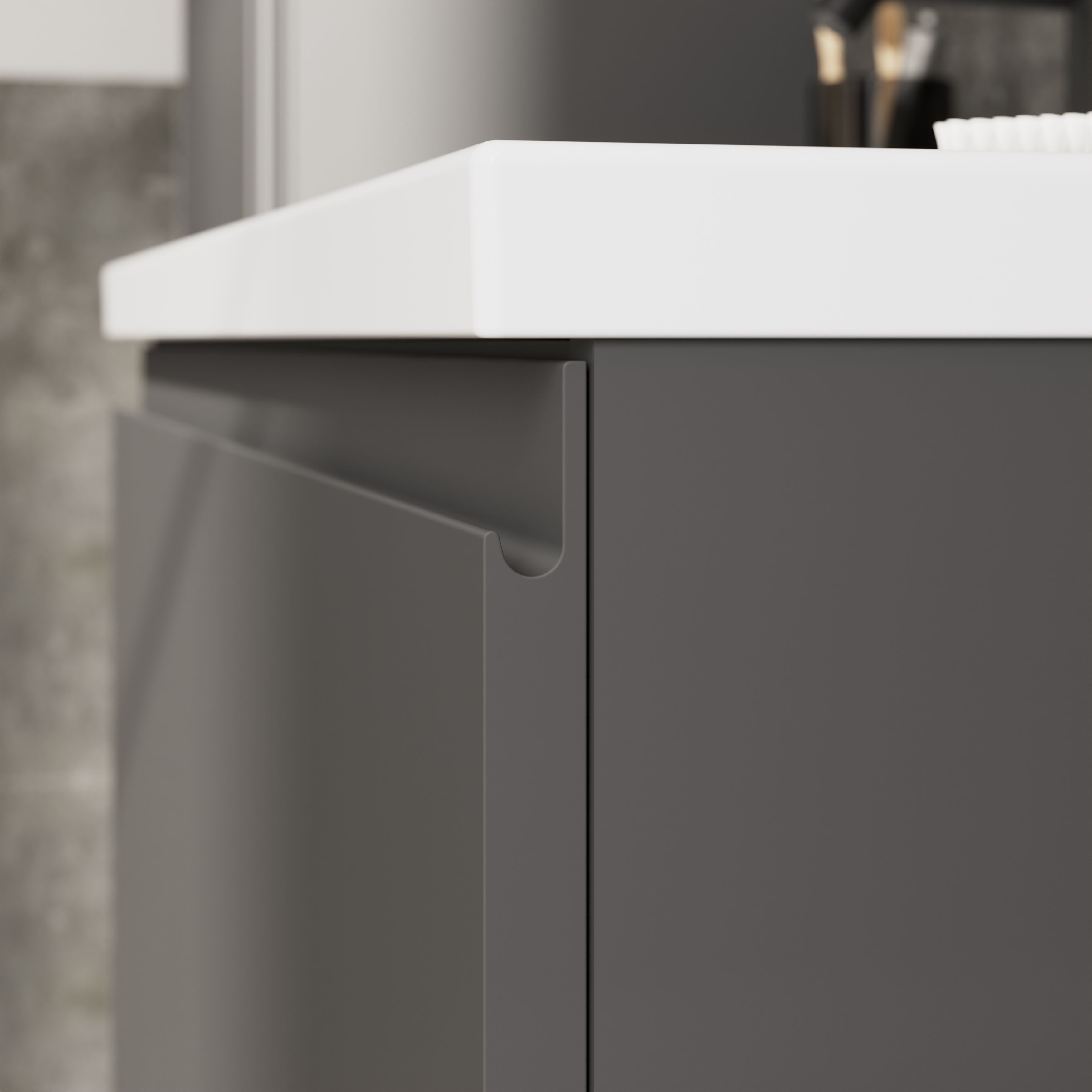 GoodHome Levanna Matt Grey Single Wall-mounted Bathroom Cabinet (H)48cm (W)80cm