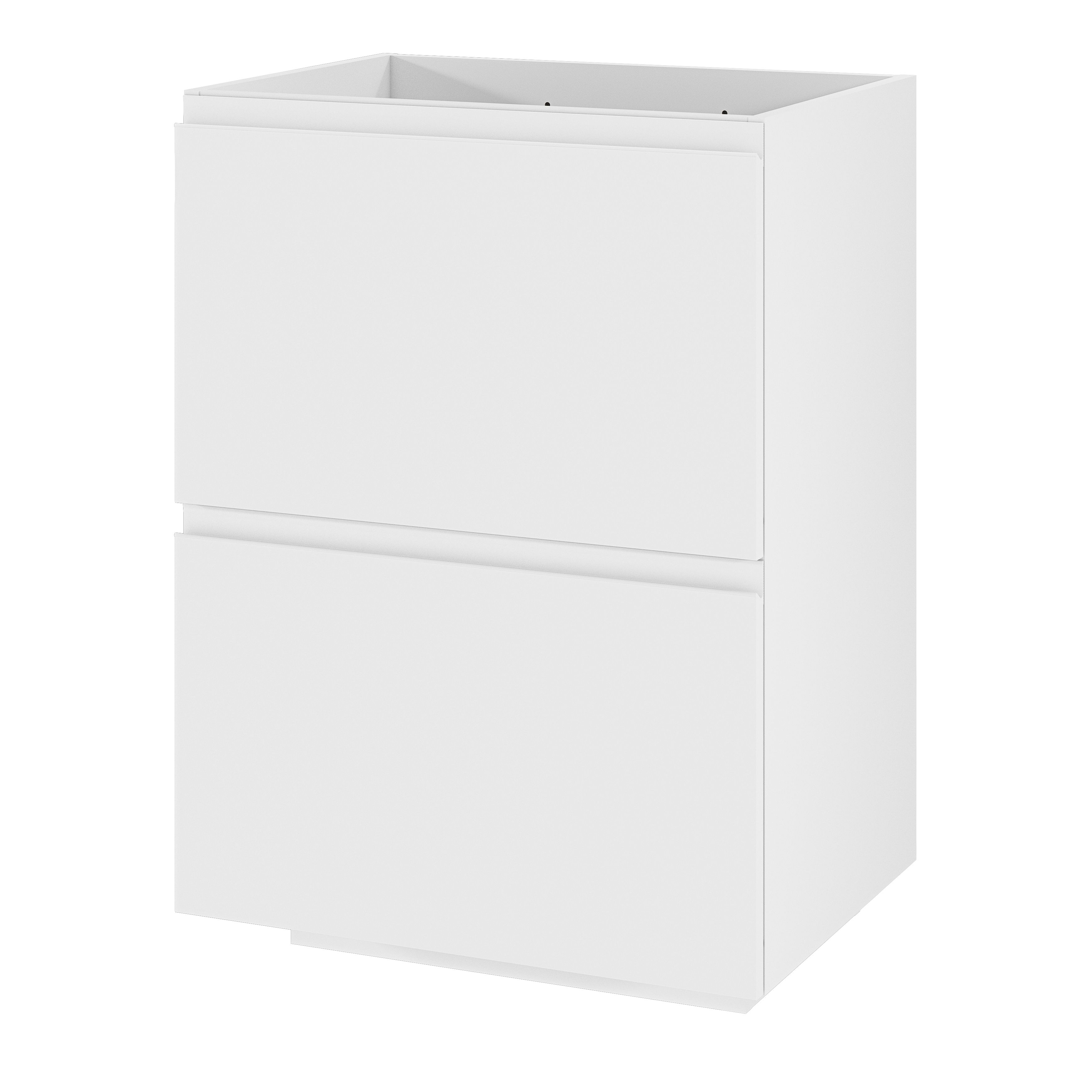 GoodHome Levanna Matt White Double Freestanding Bathroom Cabinet (H)85cm (W)60cm